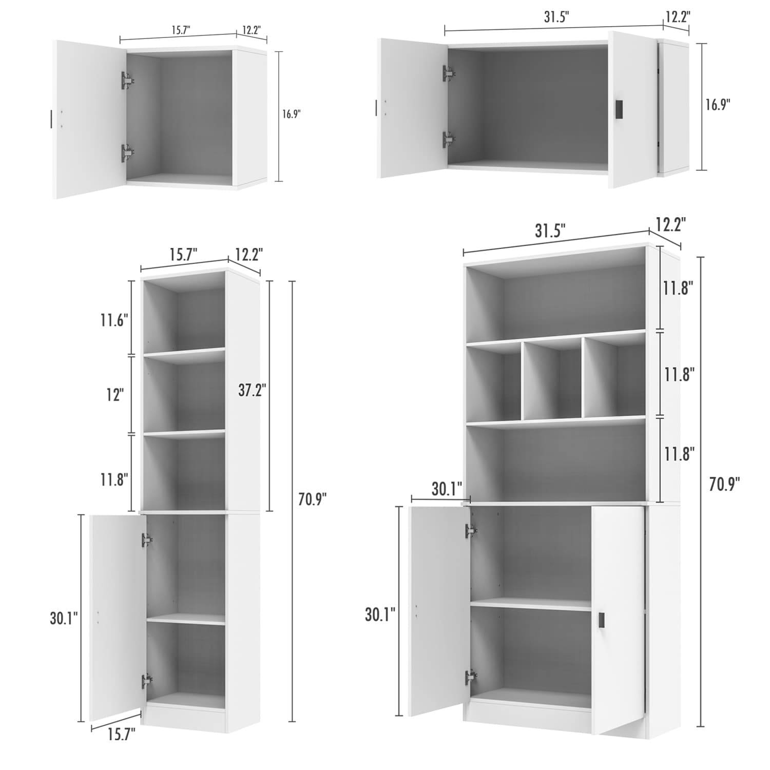 FUFU&GAGA 47.2-in W x 87.7-in H Mdf White Freestanding Utility Storage Cabinet
