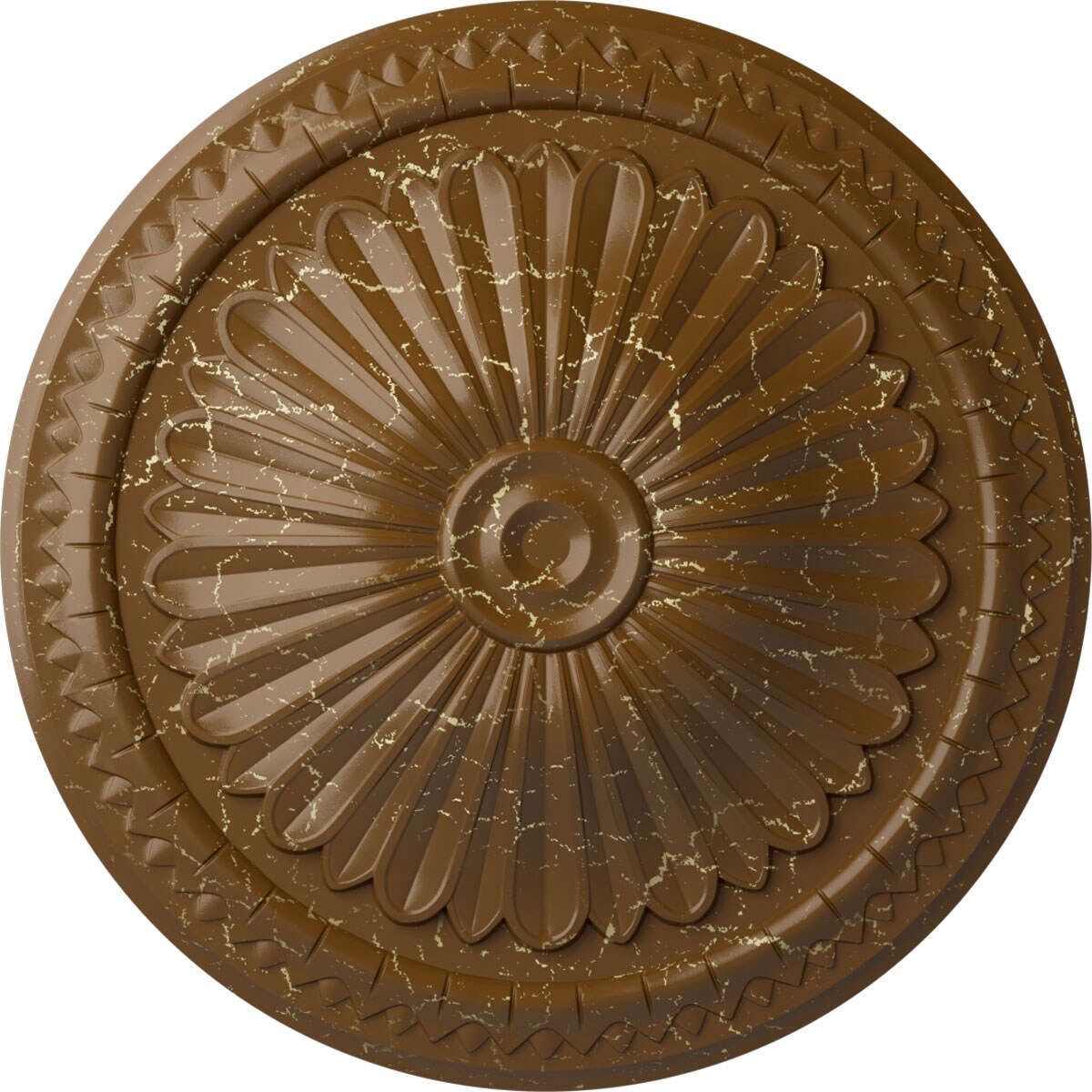 Ekena Millwork CM14AXSTC Alexa 15-in W x 15-in L Painted Smokey Topaz Crackle Polyurethane Whole Ceiling Medallion
