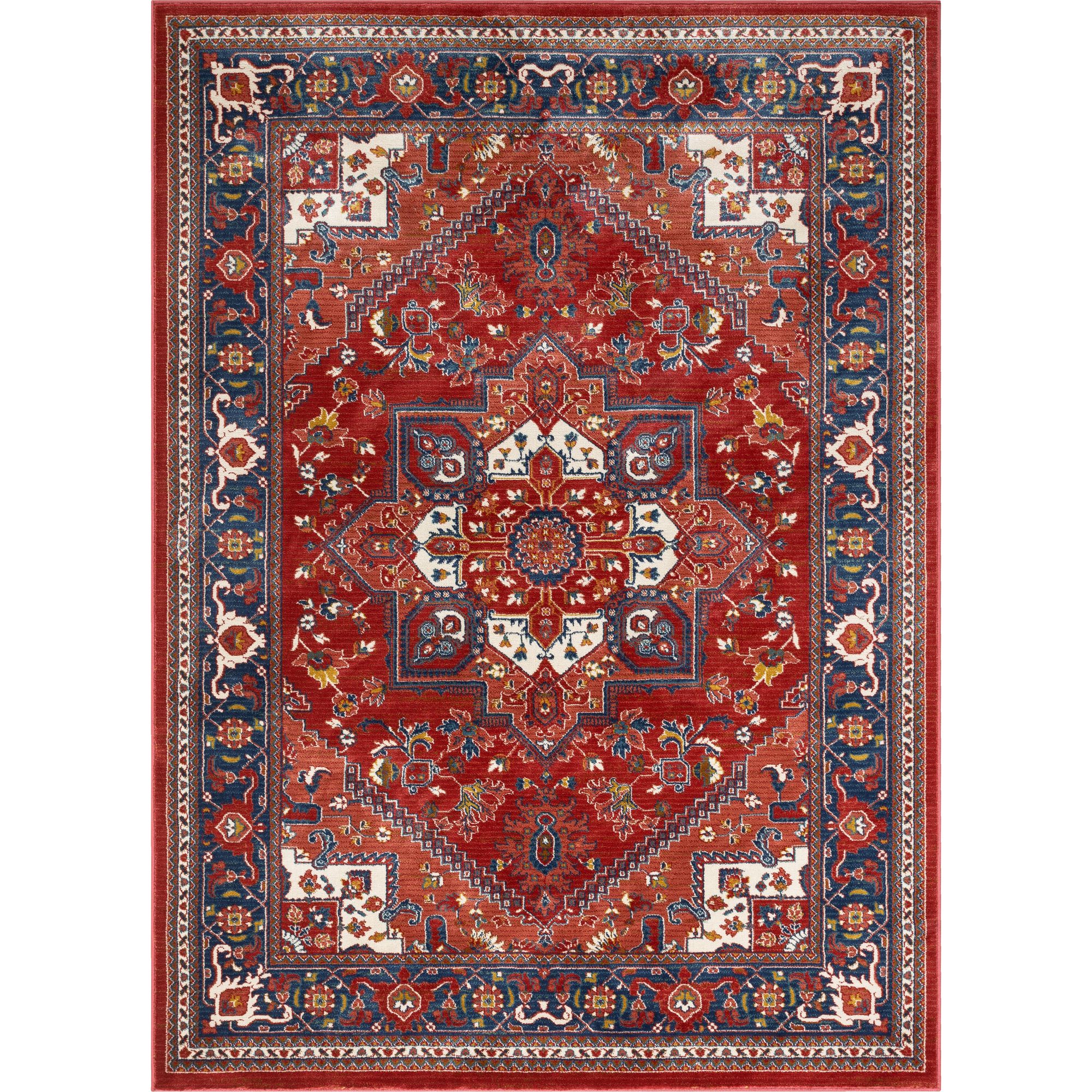 Well Woven TU-90-5 Tulsa 5 x 7 (ft) Loomed Polypropylene Crimson Rectangular Indoor Medallion Persian Area rug