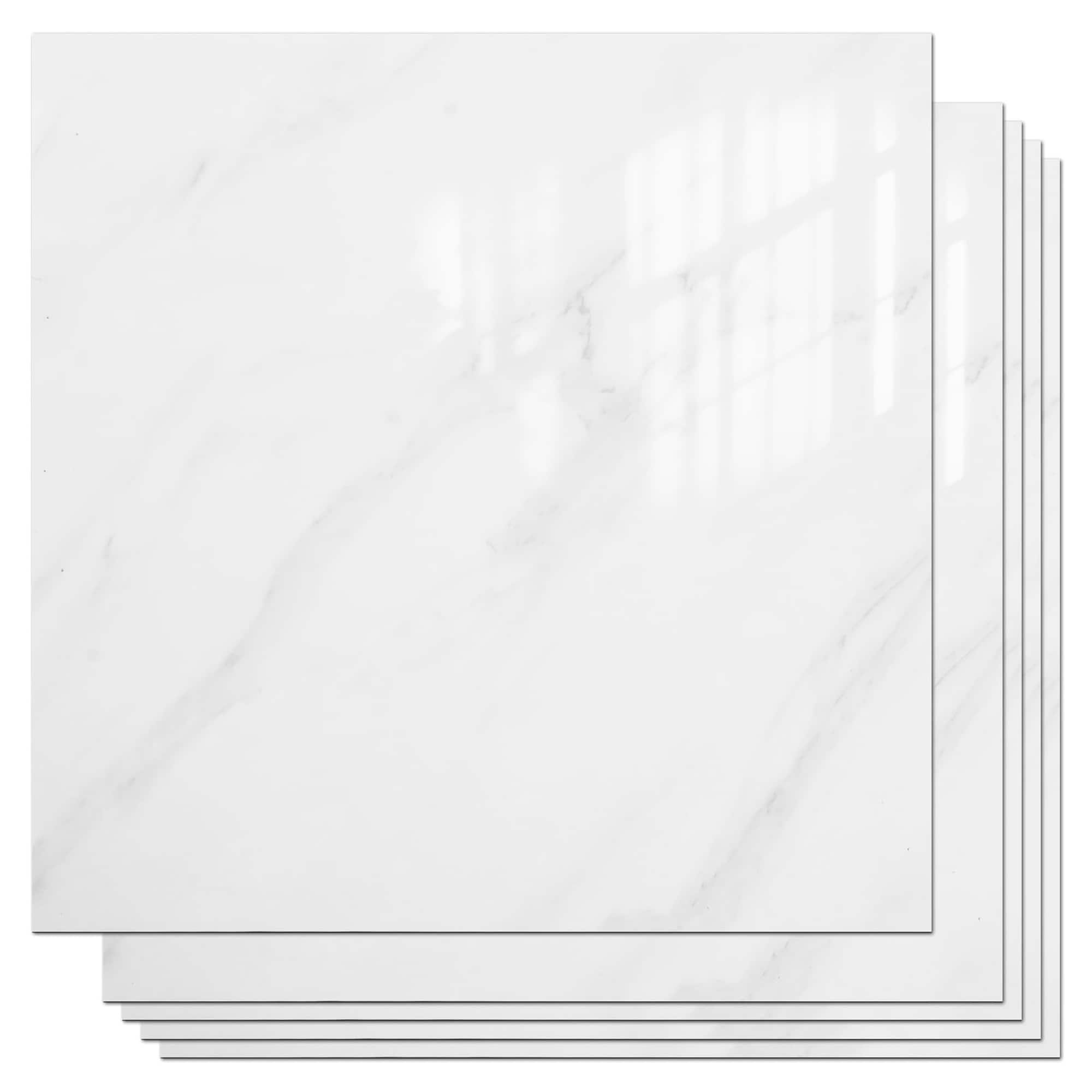 Angel Sar 20 Pack 12x12 Inch White PVC Peel and Stick Backsplash Wall Tiles Self Adhesive for Kitchen Bathroom Laundry Room