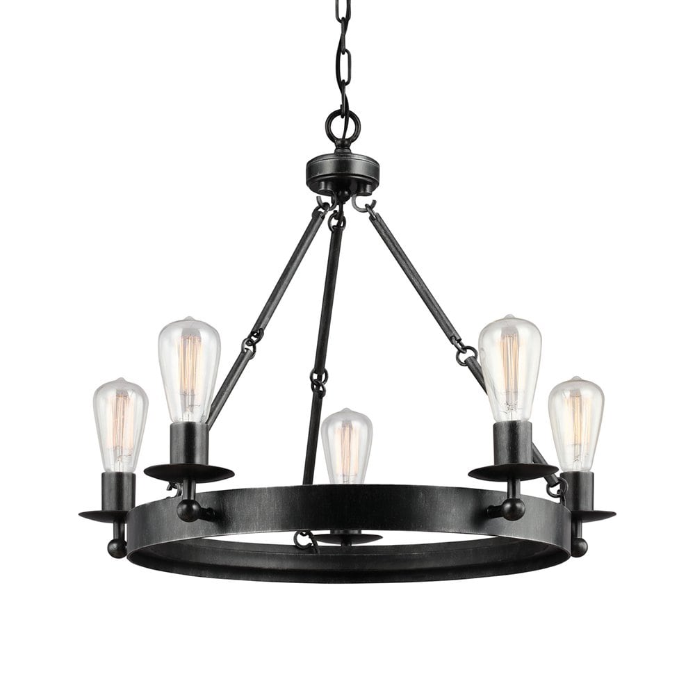Stardust Finish 5-Light Chandelier with Clear Beveled Shade