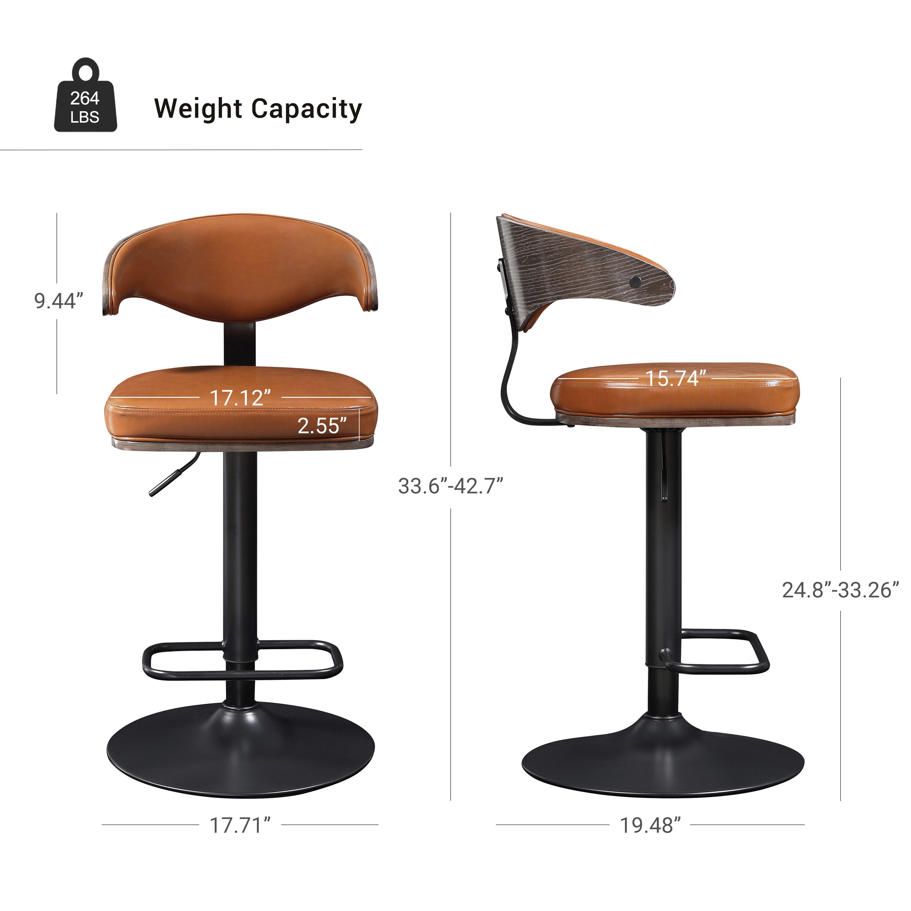 Art Leon BS019-1-BR-PU stools - View #4
