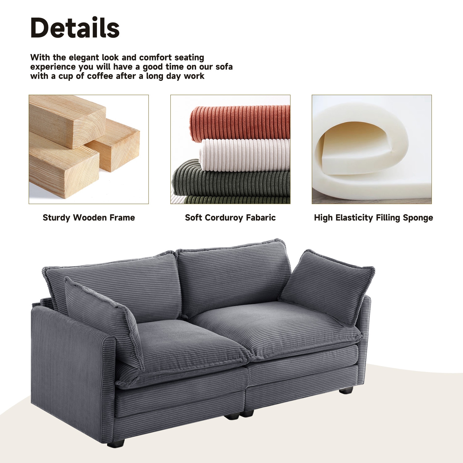 VOUA SAF-ASDJY-GY Sofas-Loveseats - View #4
