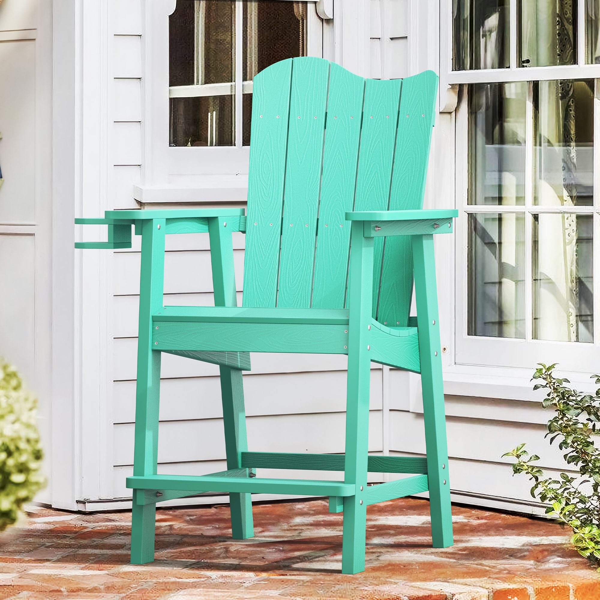 LUE BONA LB23PC0009-500LS Apple Green HDPE Frame Spring motion Adirondack Chair with Slat Seat