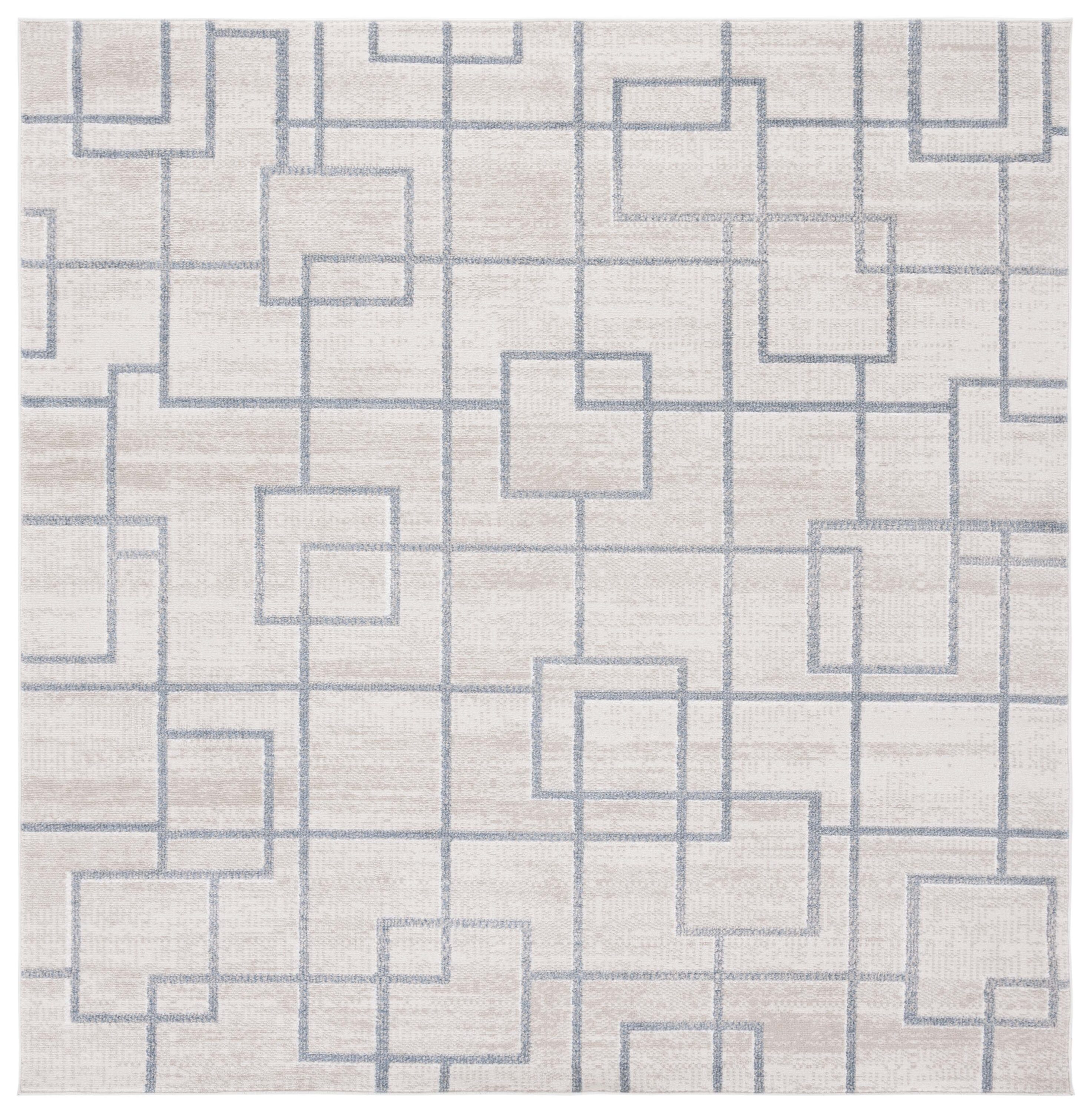 Blair Geometric Gray Synthetic Washable Area Rug