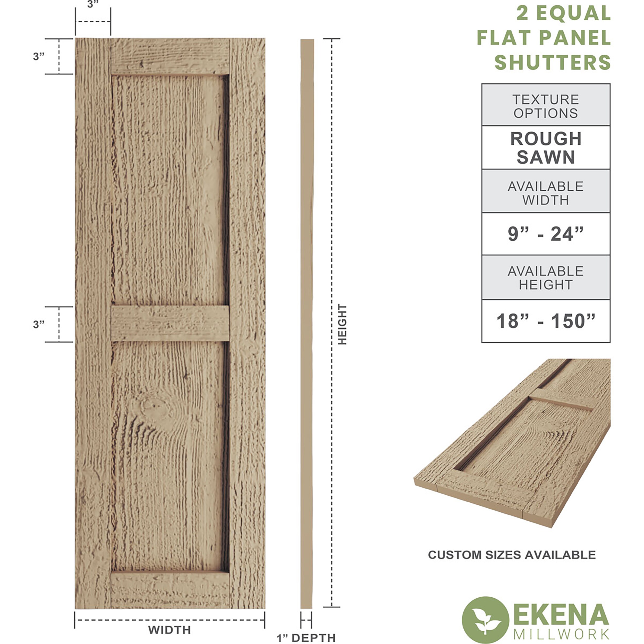 Ekena Millwork SHUFP12X24RSPR Exterior-Shutters - View #12