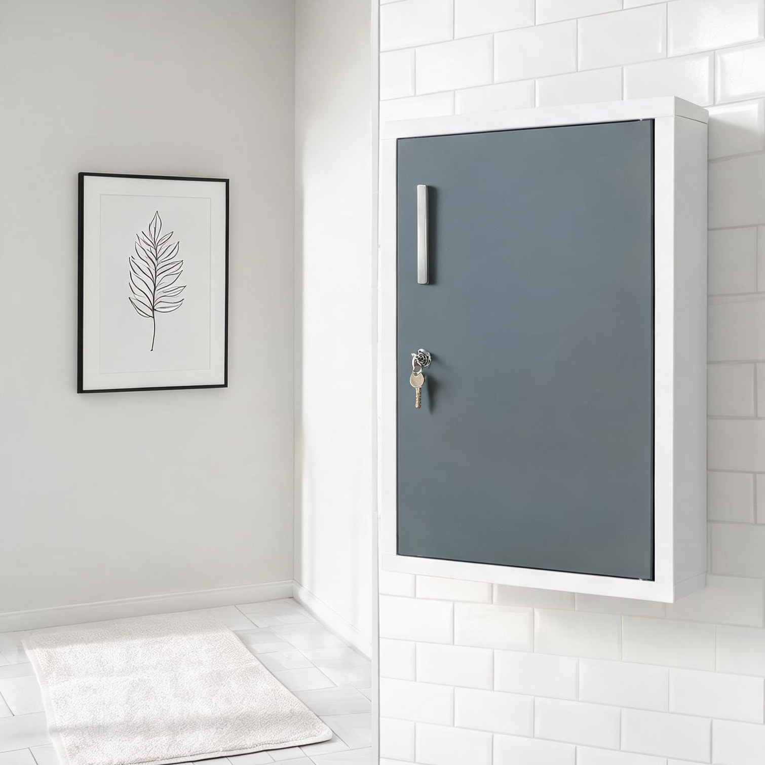 chillscreamni Arched Wall-Mounted Medicine Cabinet in Cool Gray Cold-Rolled Steel 15.75 W x 6 D x 21 H Lockable 3-Tier