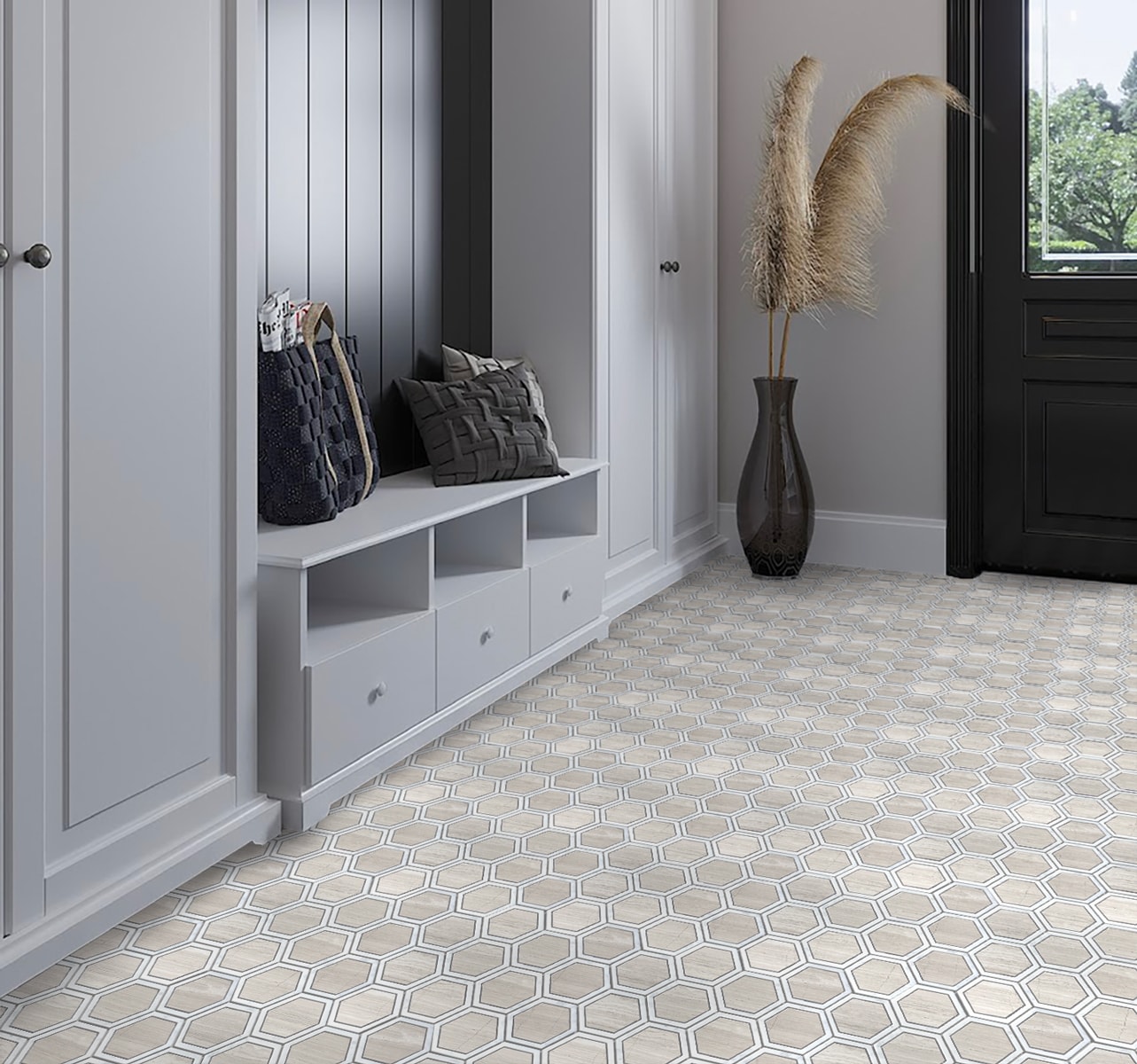 Beige Polished Marble Hexagonal Mosaic Tile for Walls