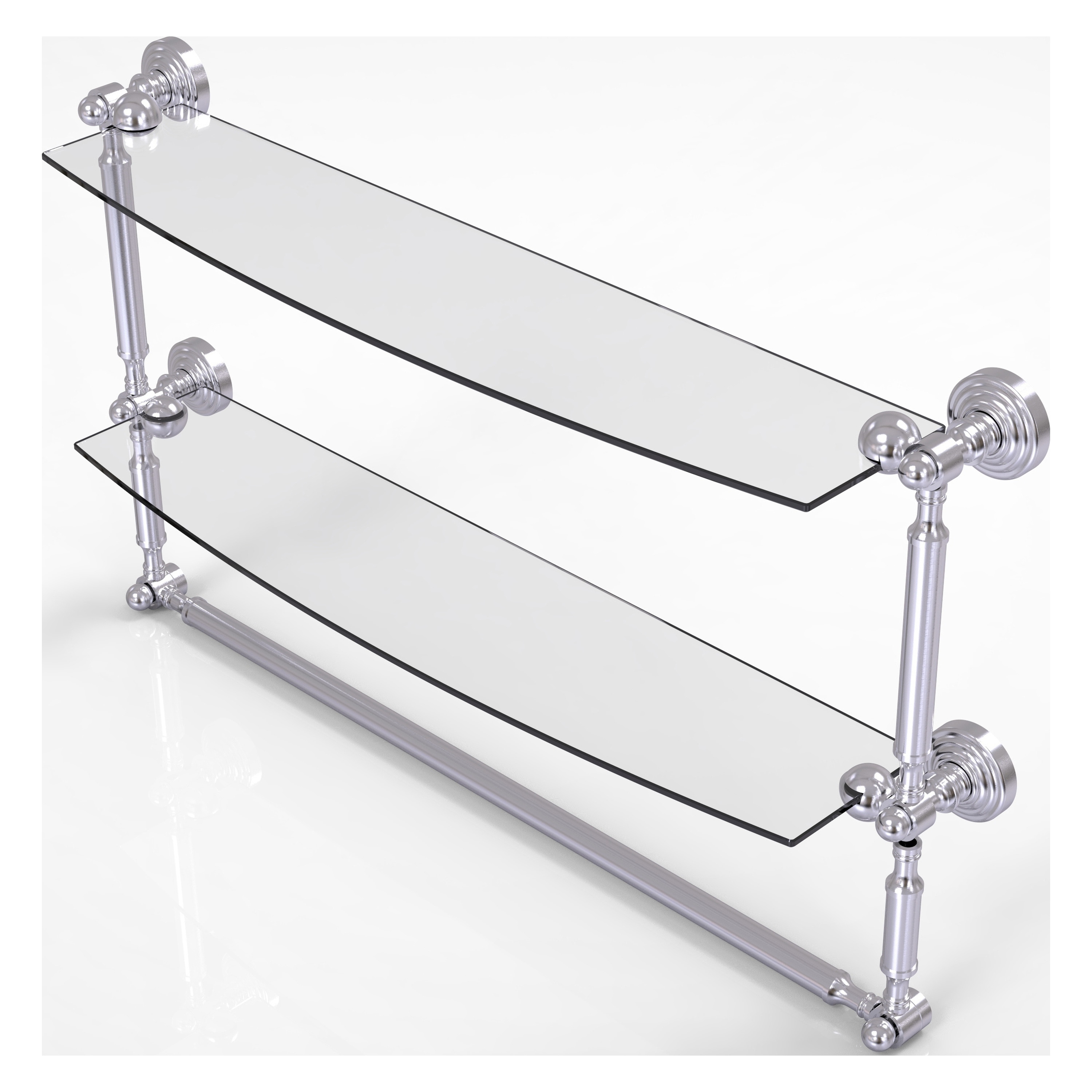 Allied Brass WP-34TB/24-SCH Waverly Place Satin Chrome 2-Tier Wall Mount Bathroom Shelf (24-in x 15-in x 5-in)