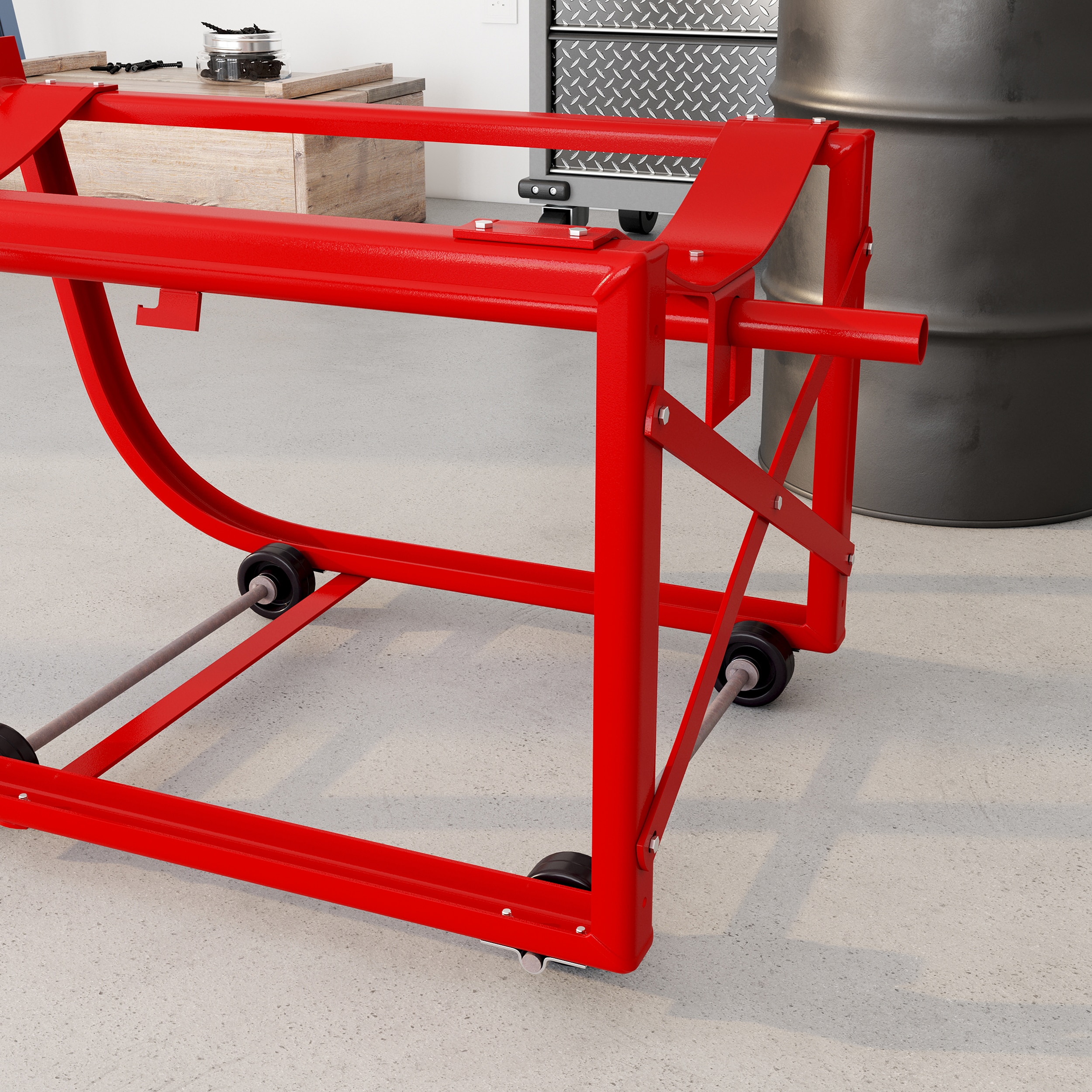 800-lb Kapacitet 4-hjulet Red Steel Dolly800-lb Kapacitet 4-hjulet Red Steel Dolly  