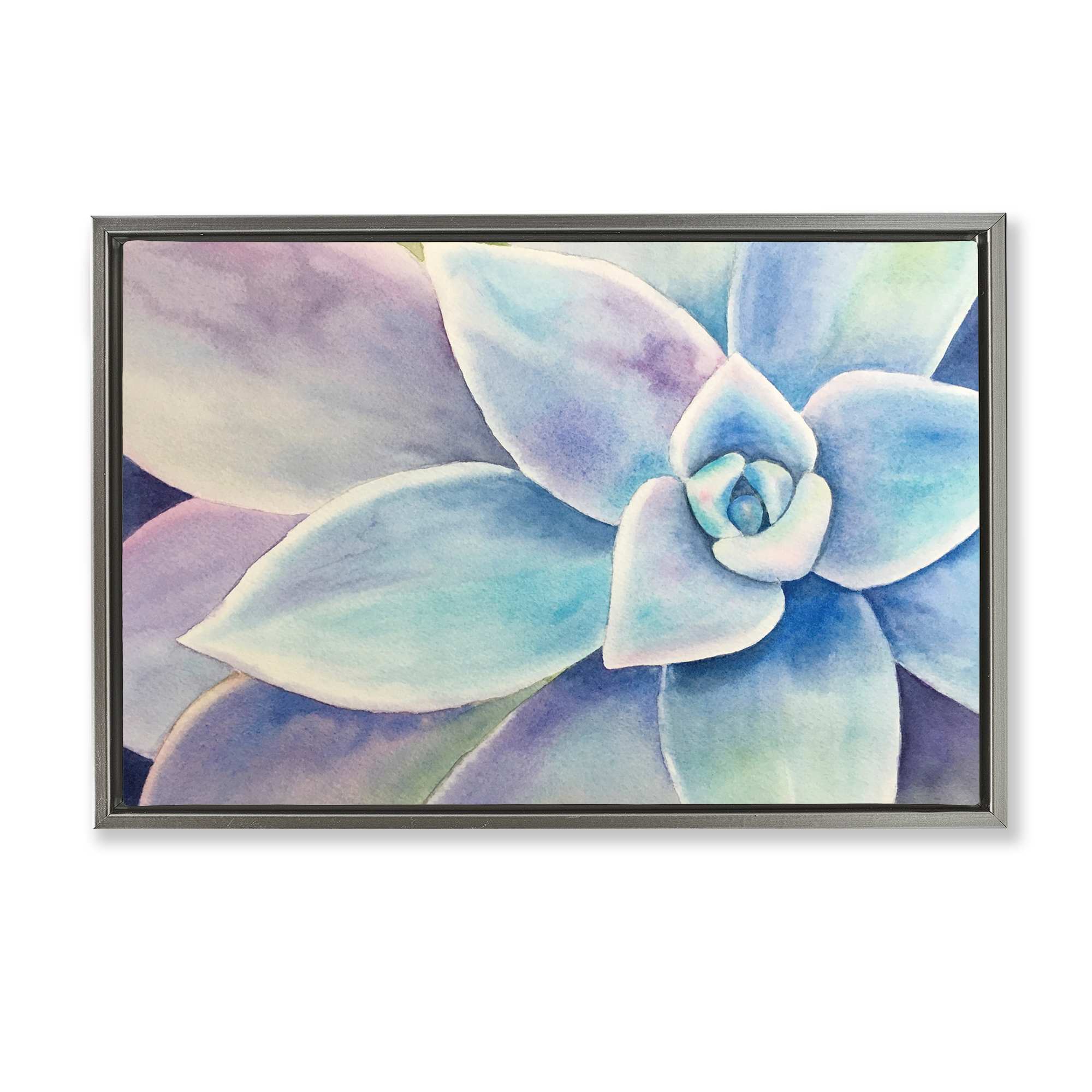 Stupell Industries BS-582-FFL-16X24 Cool Toned Succulent Leaves Gray Framed Floater Canvas Wall Art By Stephanie Fielden 25 x 17