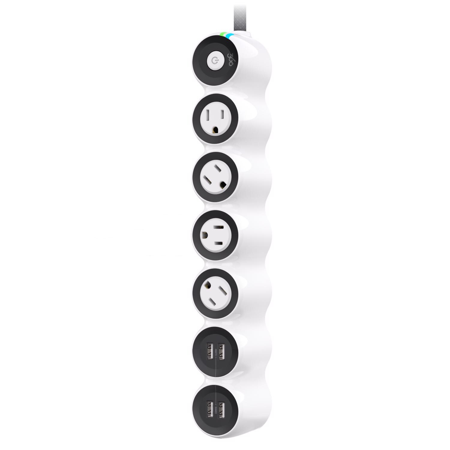 360 Electrical  PowerCurve 5 ft. L 4 outlets Power Strip w/Surge Protection White 1080 J