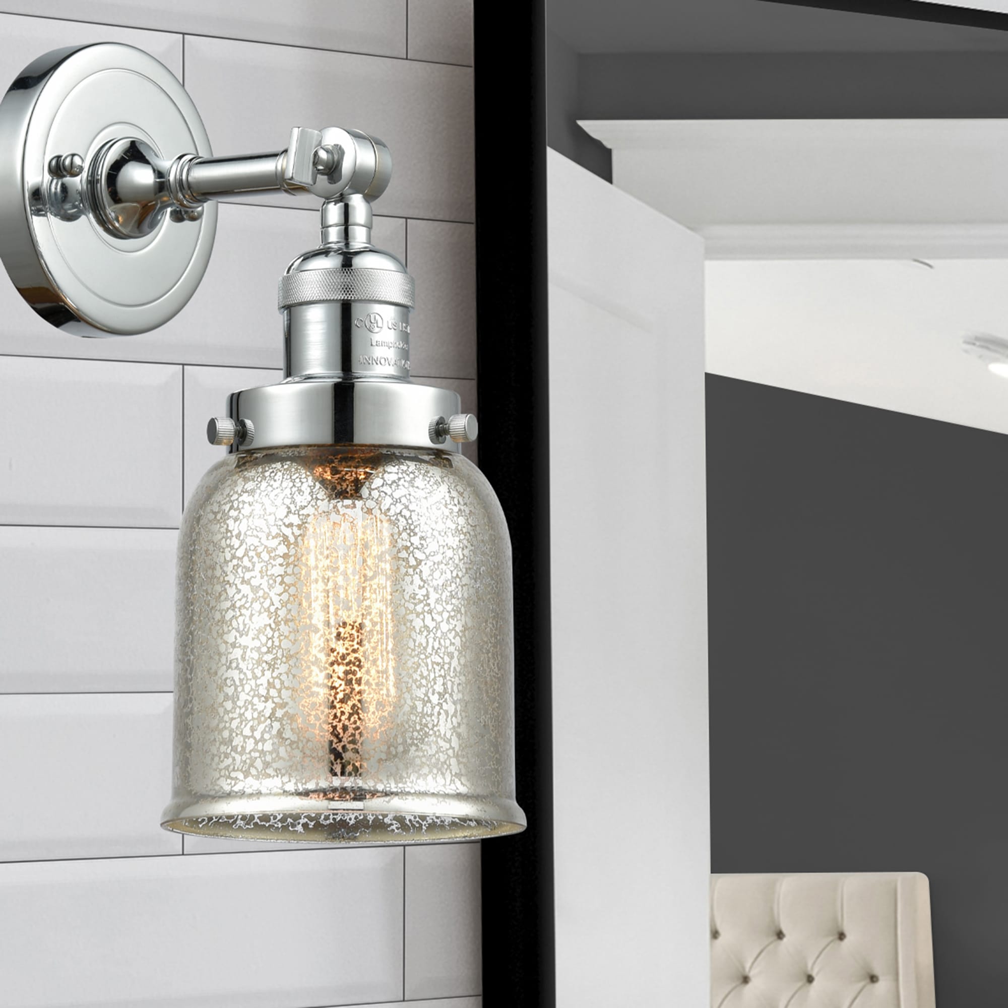 Innovations Lighting 203-PC-G58 Bell 5-in W 1 -Light Polished Chrome Wall Sconce