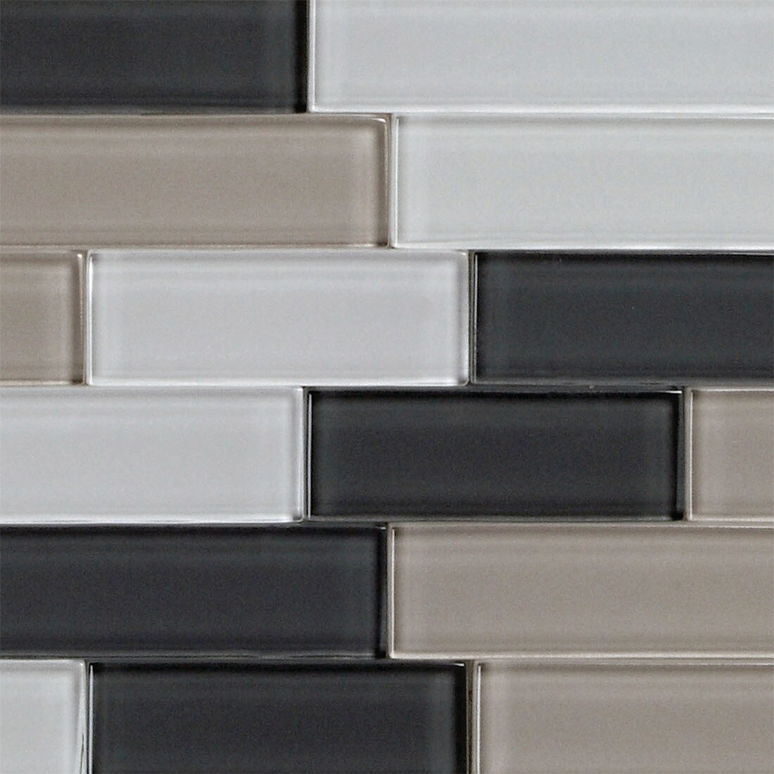 SpeedTiles IG200PLA016/SAM Sample- Placidity Mixed Grays 4-in x 4-in Glossy Glass Patterned Wall Tile