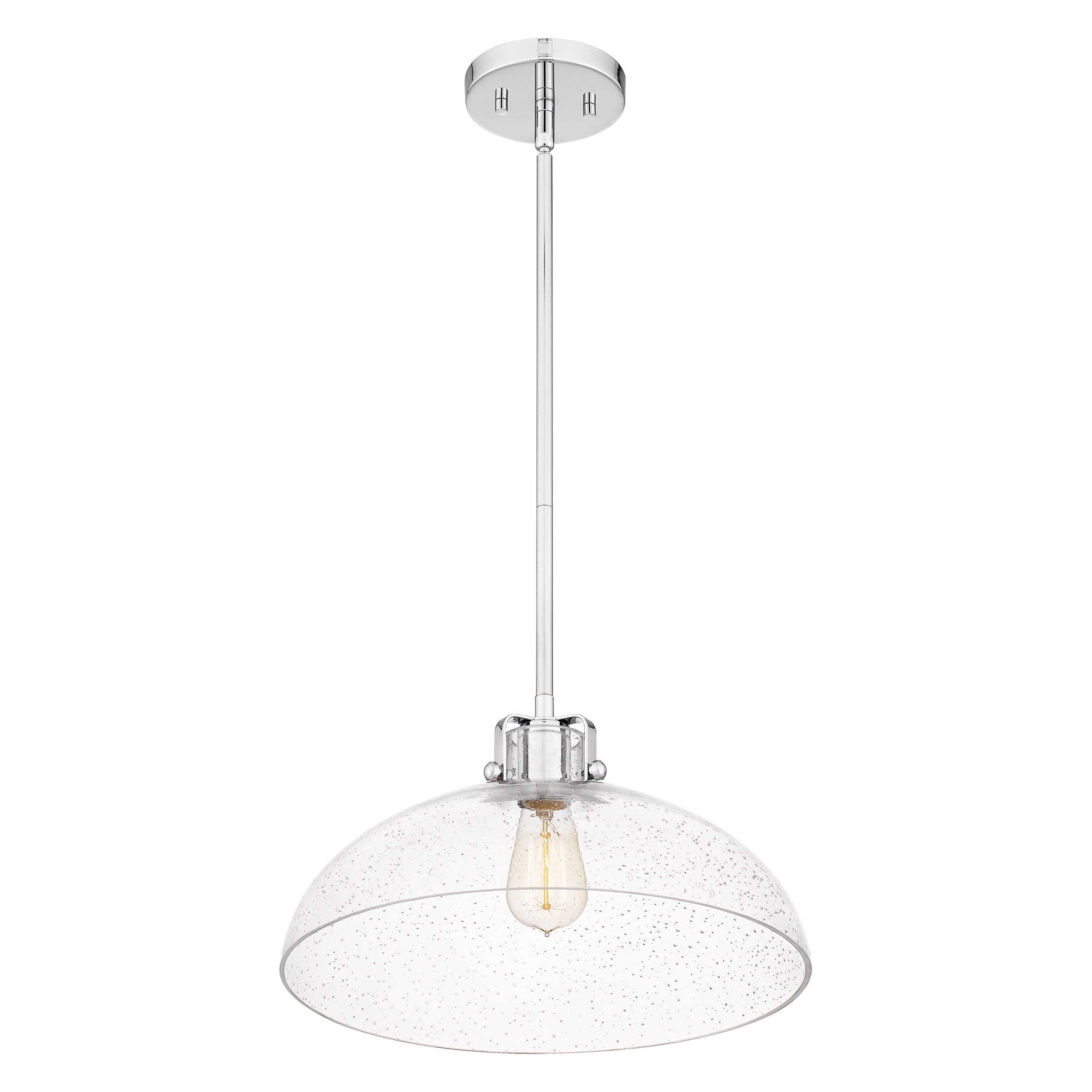 Iona Polished Chrome 14.75" Transitional Seeded Glass Pendant Light
