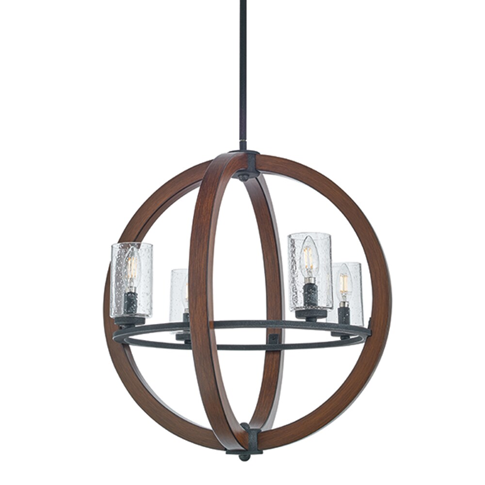Kichler Grand Bank 4-Light Brown Farmhouse Cage Chandelier