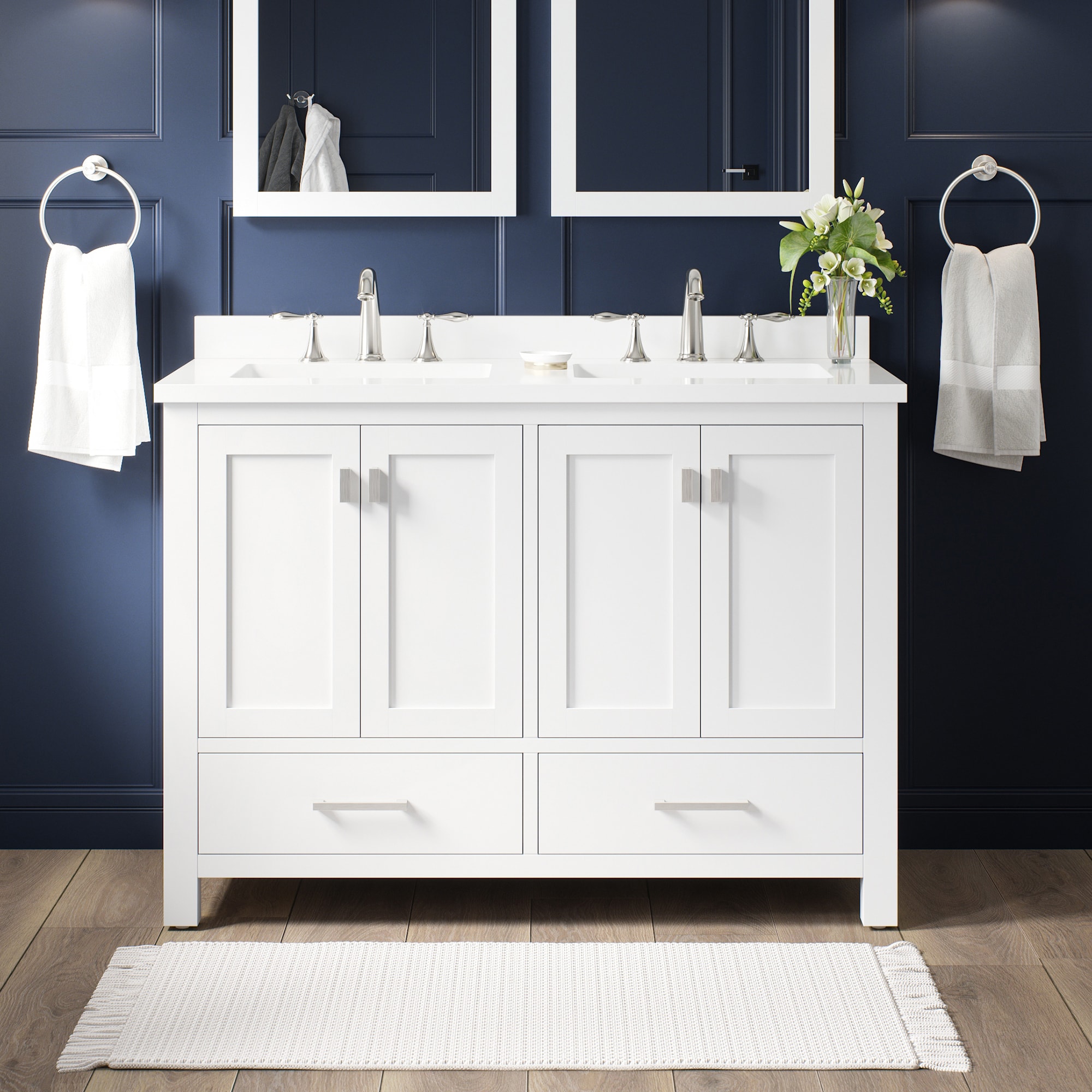 Allen Roth Ronald 48 In White, 48 Double Sink Vanity White