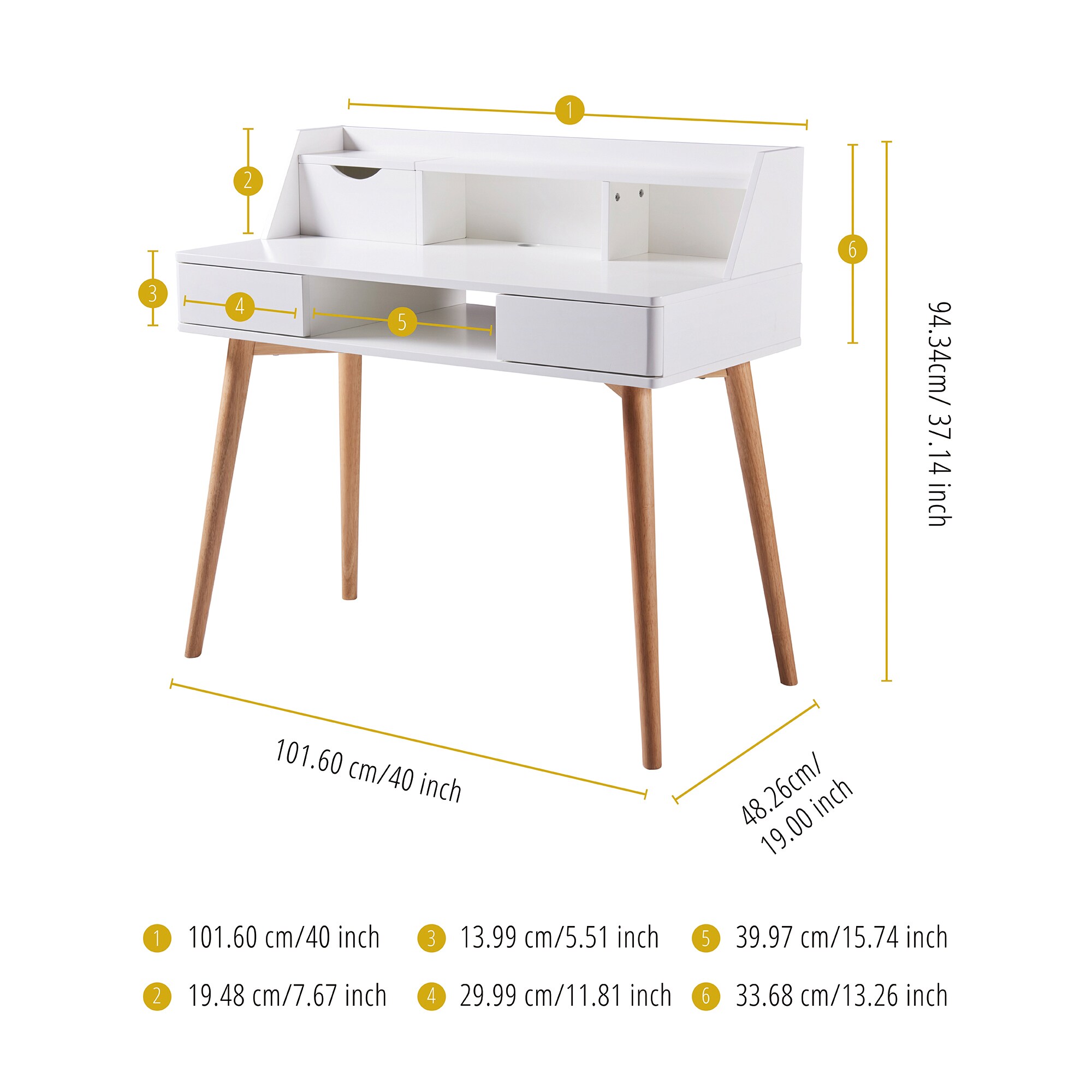 Teamson Home Creative 40-in White Modern/Contemporary Writing Desk