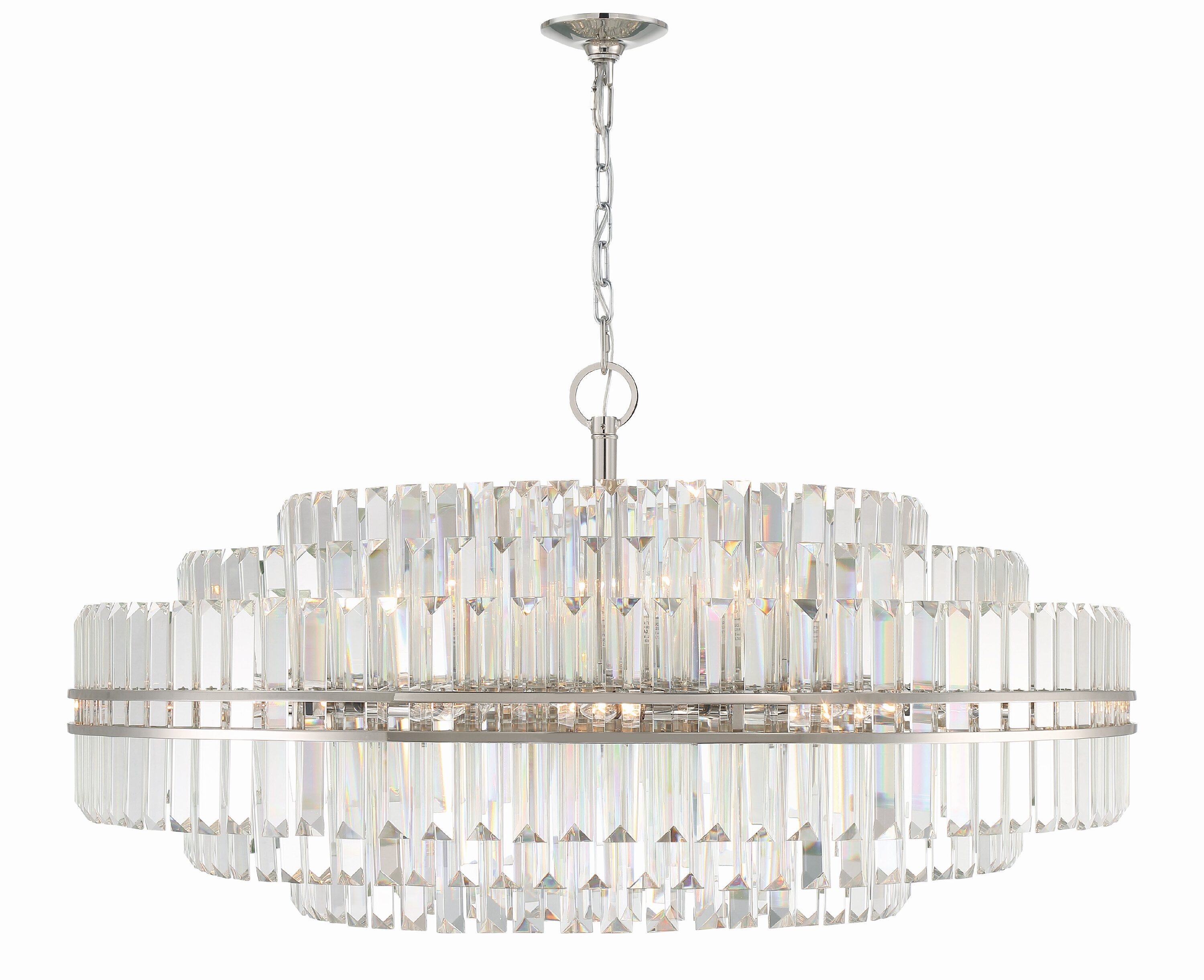 Crystorama HAY-1409-PN Hayes 32 -Light Polished Nickel Transitional Crystal For Use in Bedrooms, Dining Rooms, Foyers, Kitchens, Living Rooms Chandelier