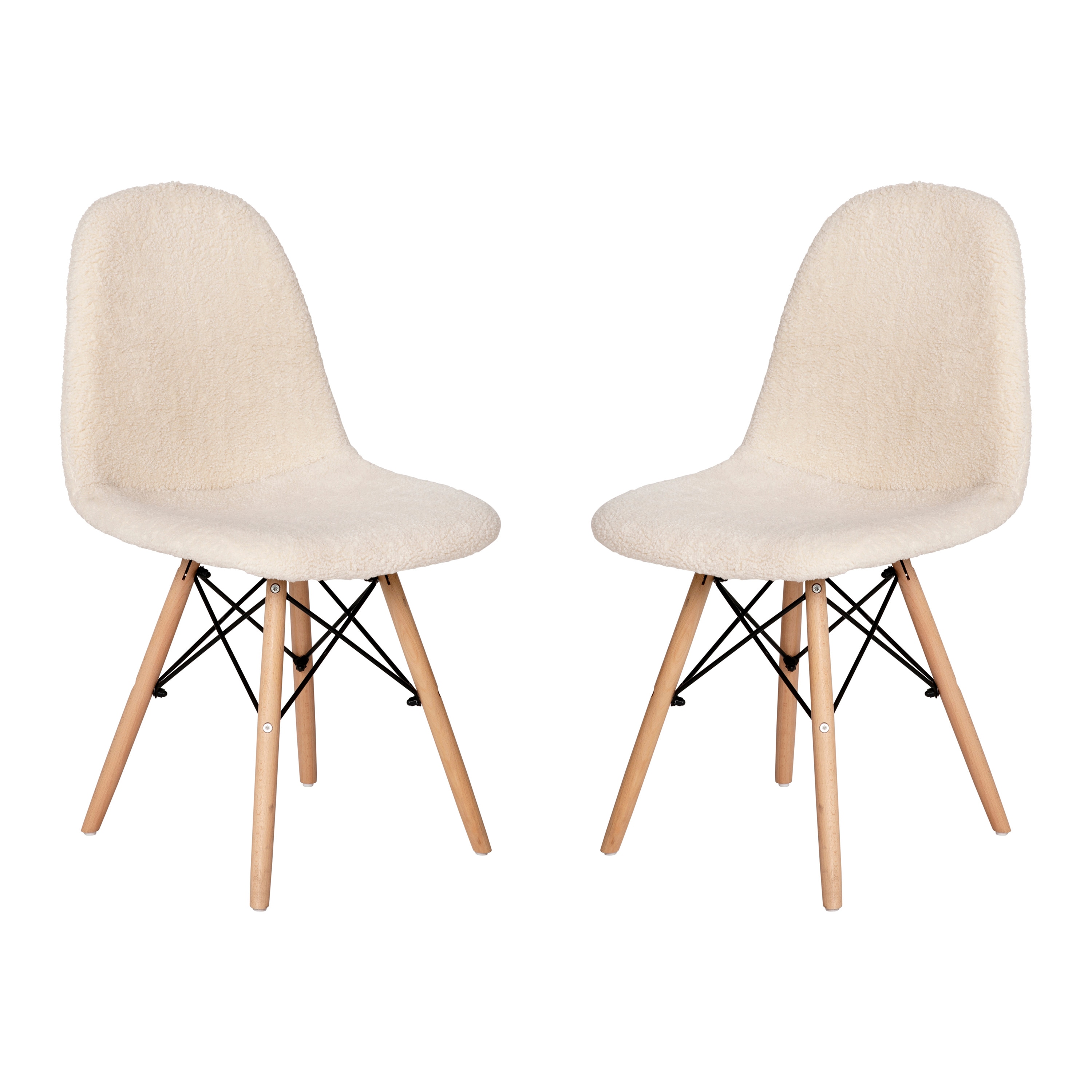 Merrick Lane - Set of 2 Lyon Faux Faux Shearling Accent Chairs; Modern Accent Chair For Bedroom; ...