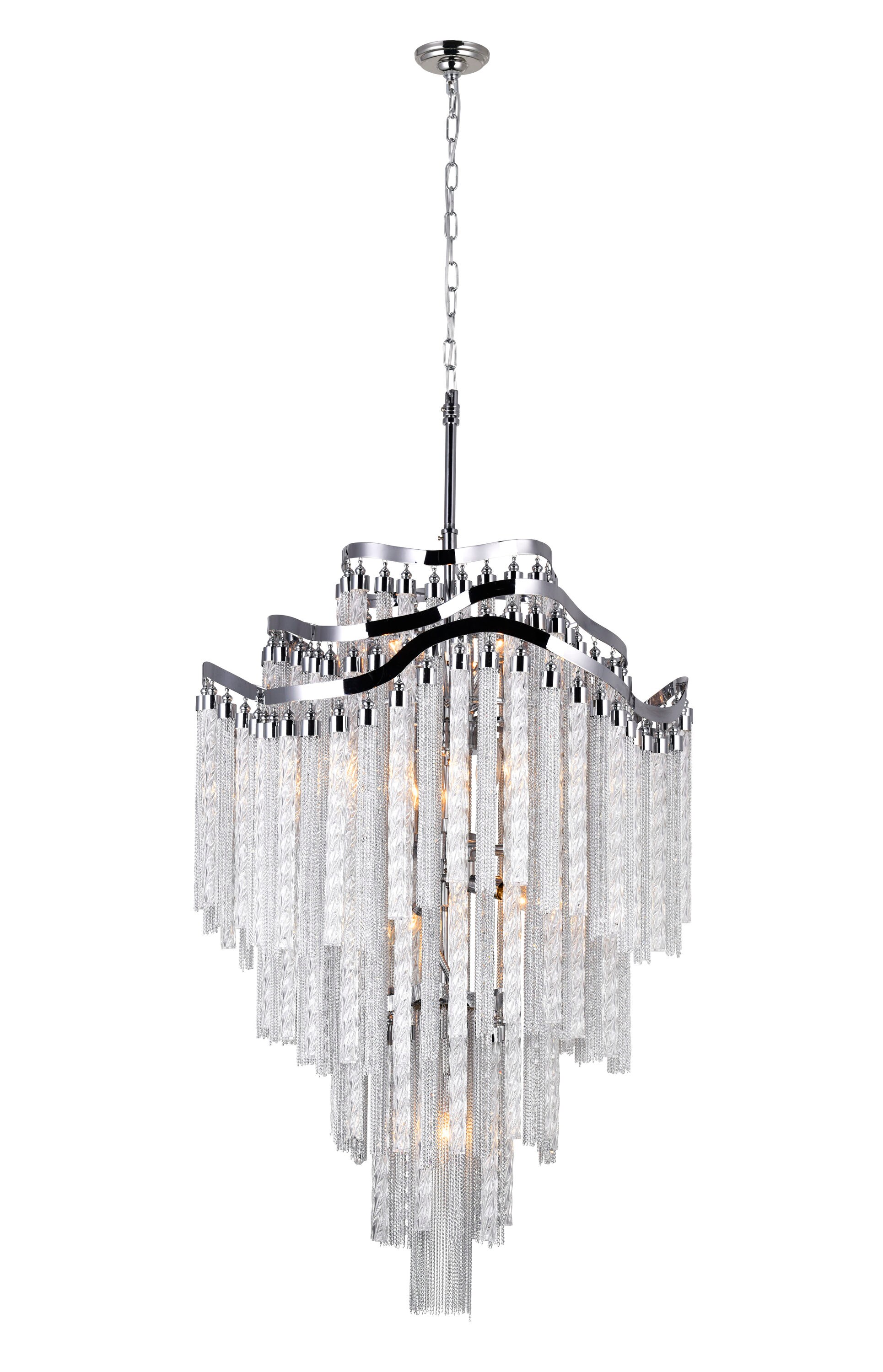 CWI Lighting 5648P26C Storm 14-Light Chrome Modern/Contemporary Damp Rated Chandelier
