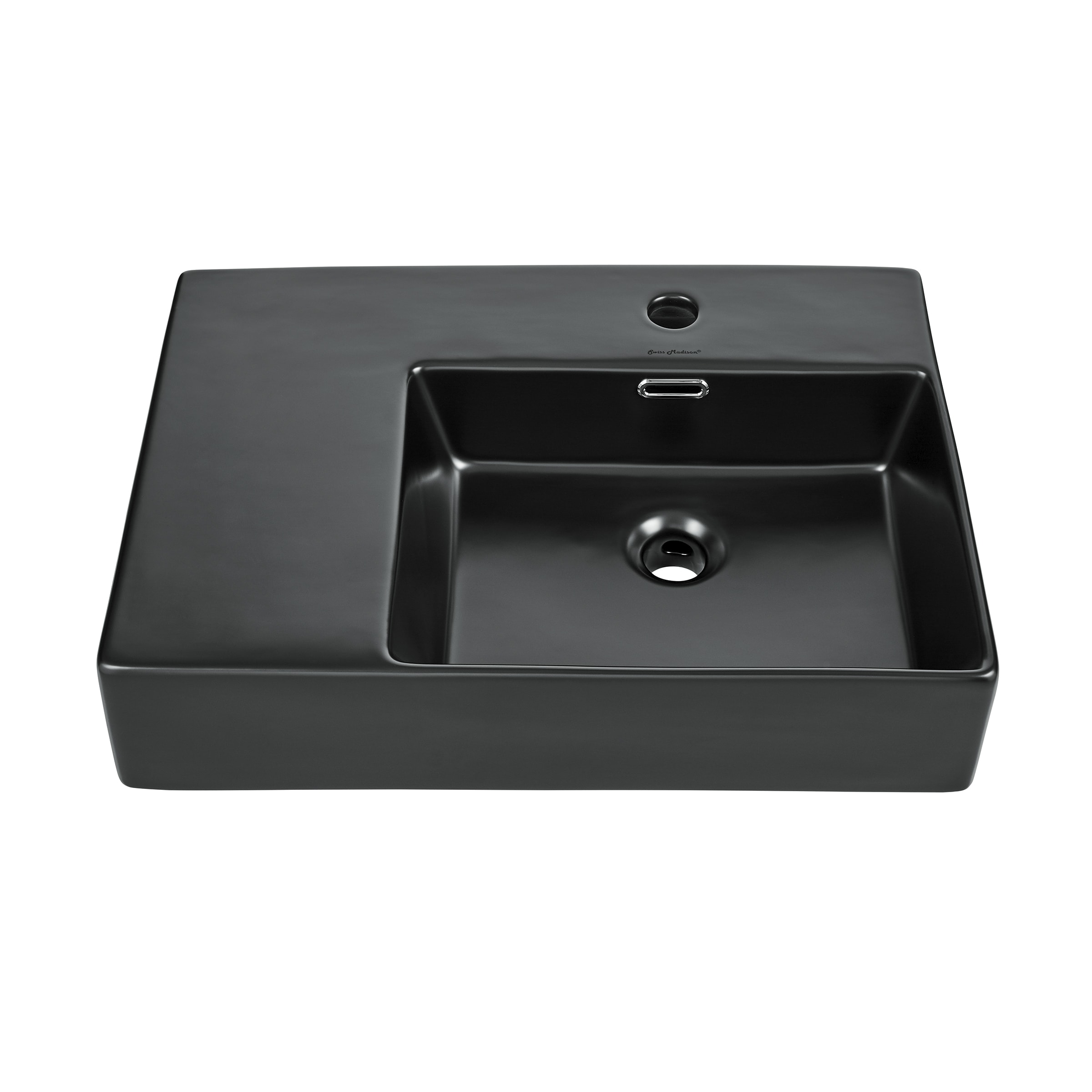 Swiss Madison SM-25-WSANG08BK Angers Ceramic Wall-mount Rectangular Modern Matte Black Bathroom Sink ( 24-Inches x 16.5-Inches )