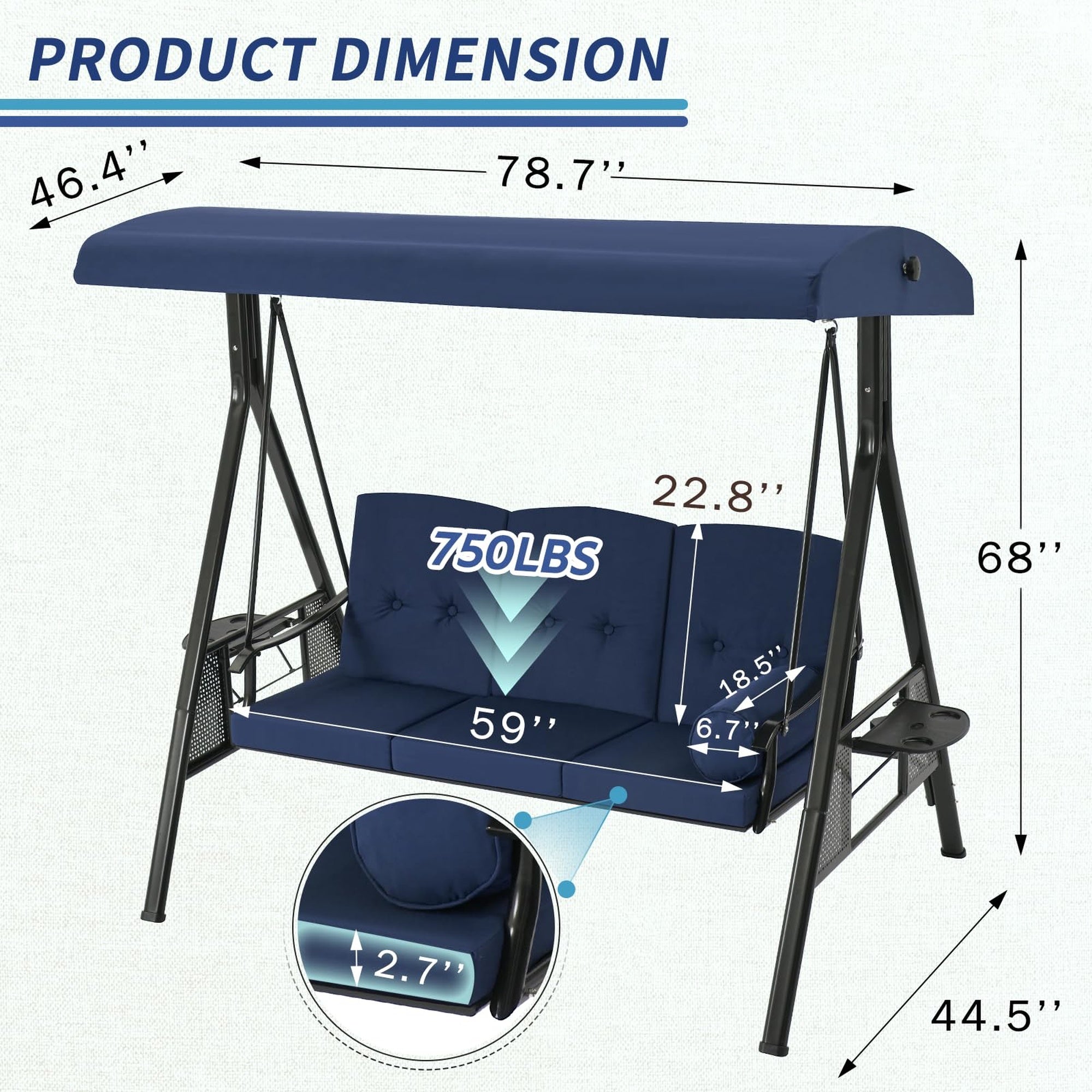 Boyel Living BL-19032DL Replace-Porch-Swing-Glider-Tops - View #2