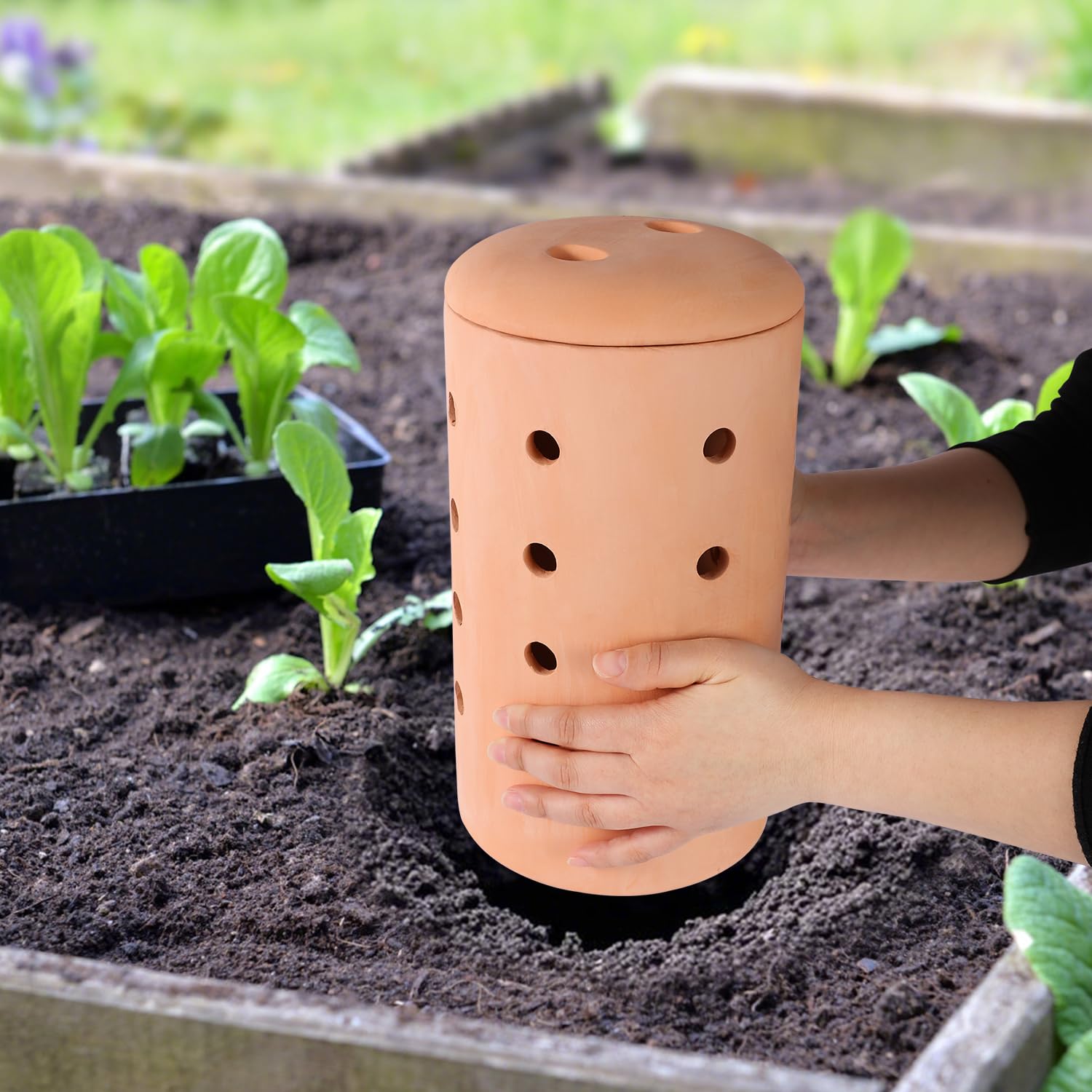 CYIKE Underground Worm Farm Garden Red Pottery 11Inch vermicomposting ...