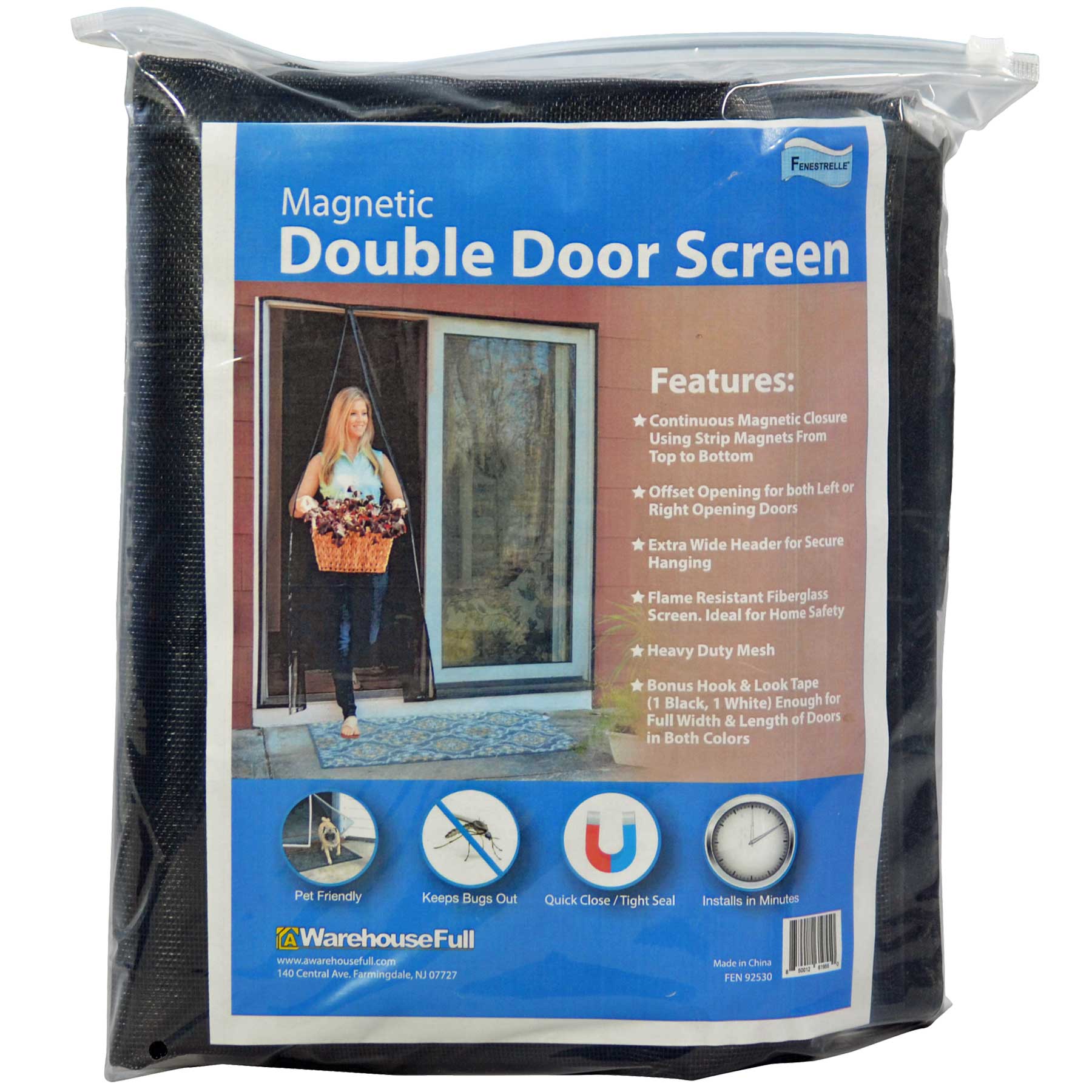 Fenestrelle Magnetic Screen Door for French & Sliding Doors. Large Pet &  Kids. Keep Bugs Out. Heavy Fiberglass Mesh. Self Closing Continuous  Magnetic