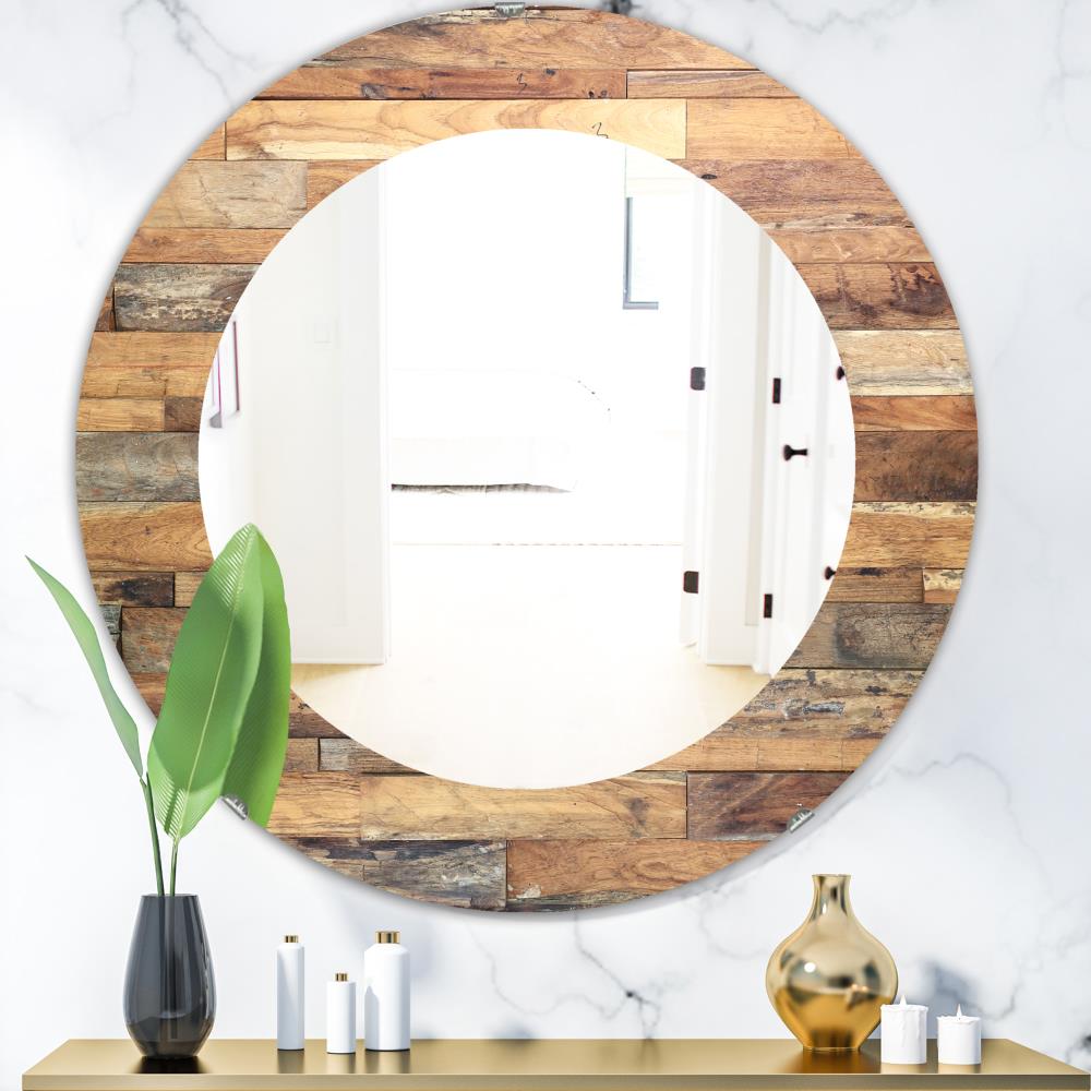 Designart MIR19119-FC24 24-Inches W x 24.0-Inches H Round Brown Polished Frameless Wall Mirror