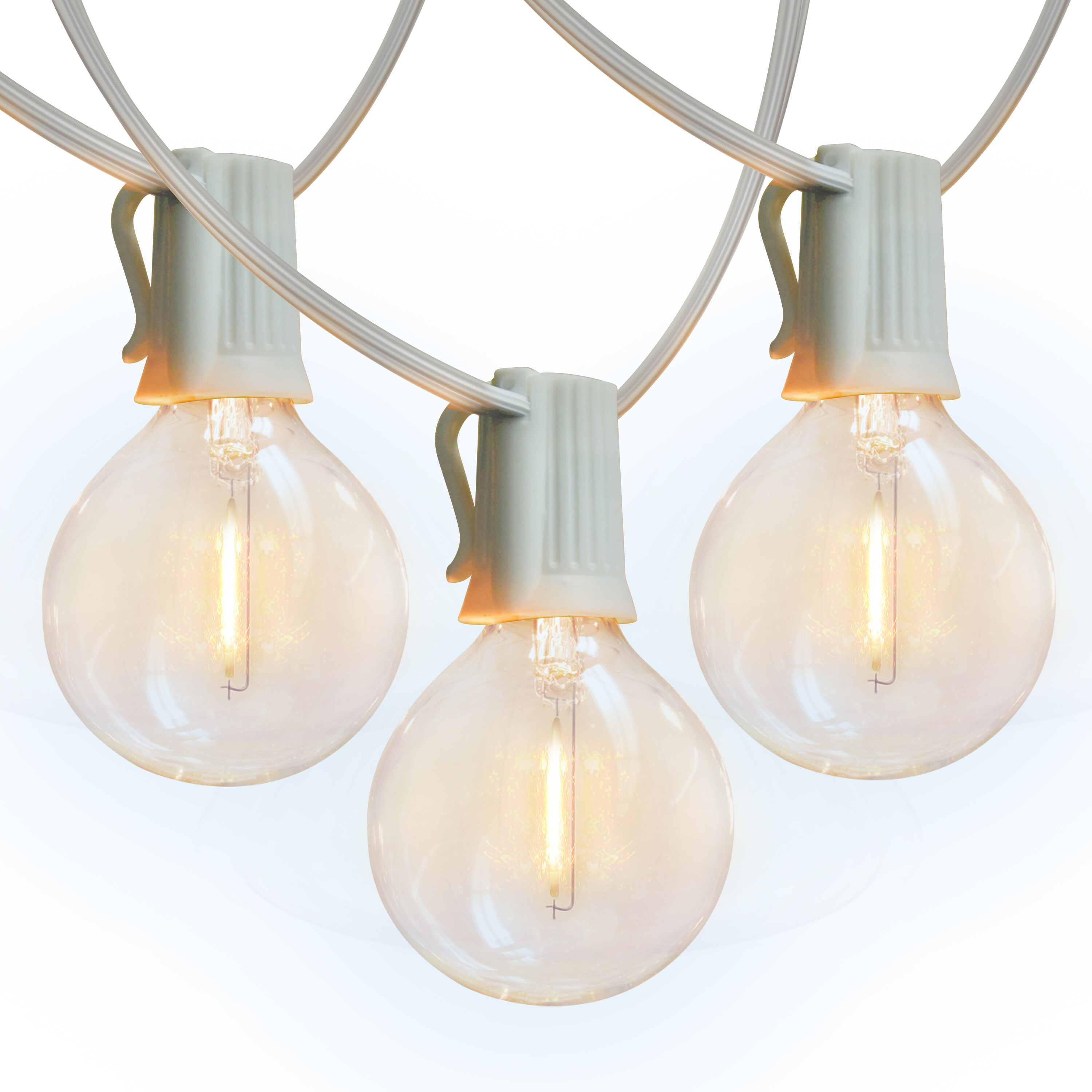 White Globe LED Outdoor String Lights, 26 ft