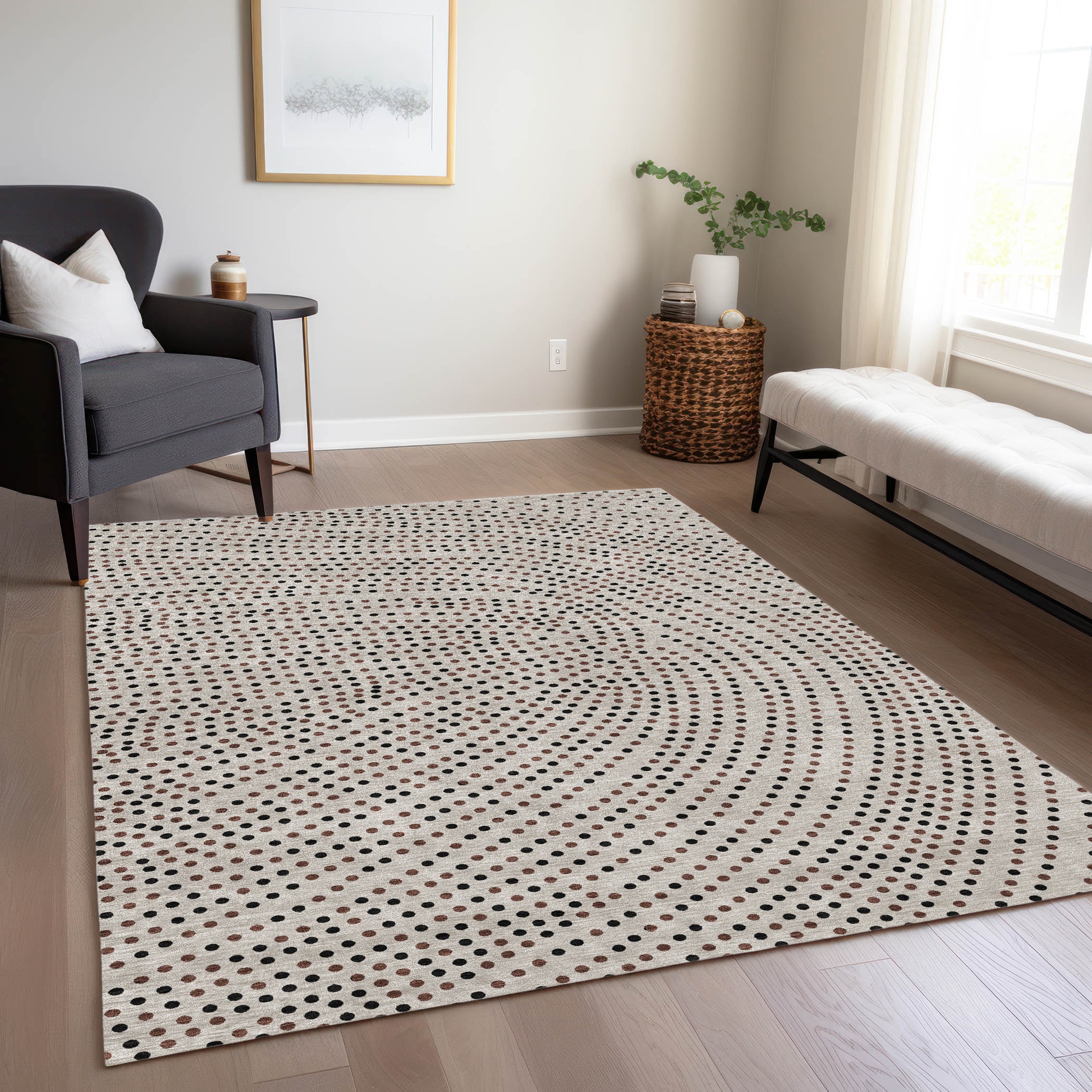 Addison Rugs ACN1021TP3X5 Chantille ACN1021TP 3 x 5 (ft) Polyester Taupe Rectangular Indoor/Outdoor Geometric Machine washable Area rug