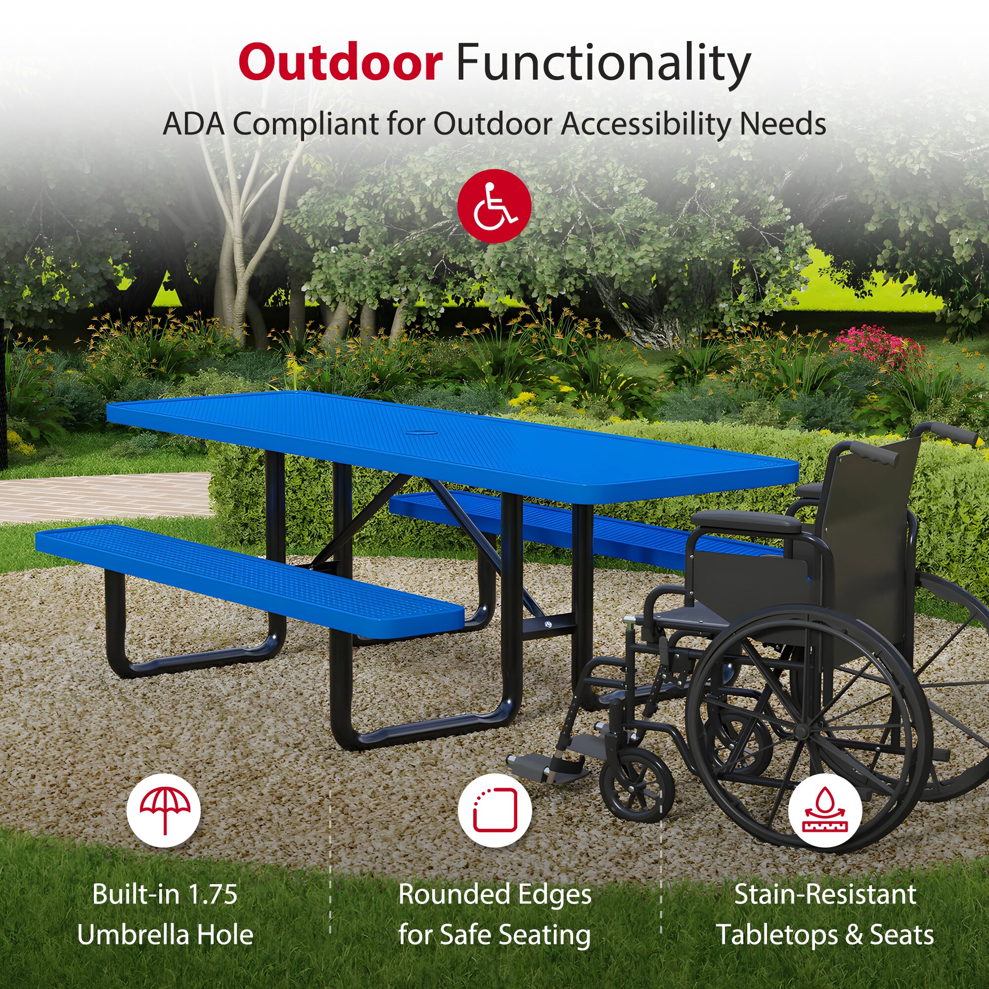 LeisureCraft T8XPP-ADA-BLUE Picnic-Tables - View #4