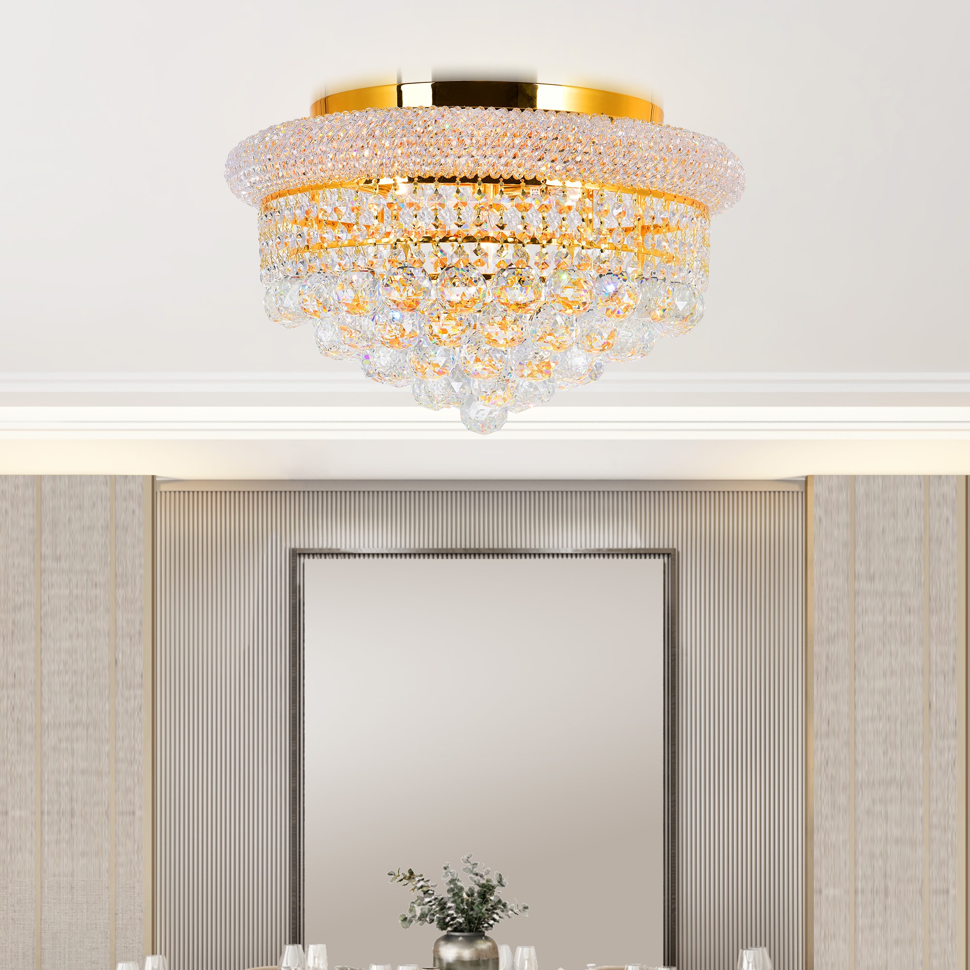 CWI Lighting 8001C18G Empire 5-Light 16-in Gold Flush Mount Light