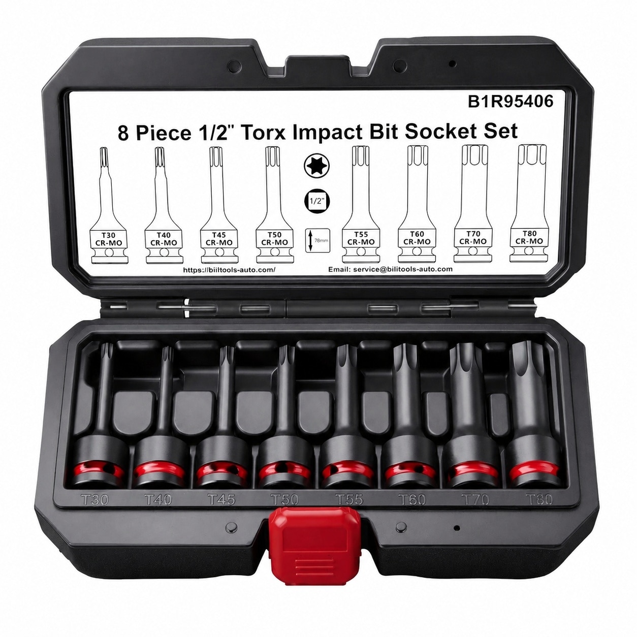 DYRCJ  8 Piece Impact Torx Bit Socket Set 1 2 inch Drive T30 T80 Cr Mo Steel durable home and garden accessory designed for everyday use easy