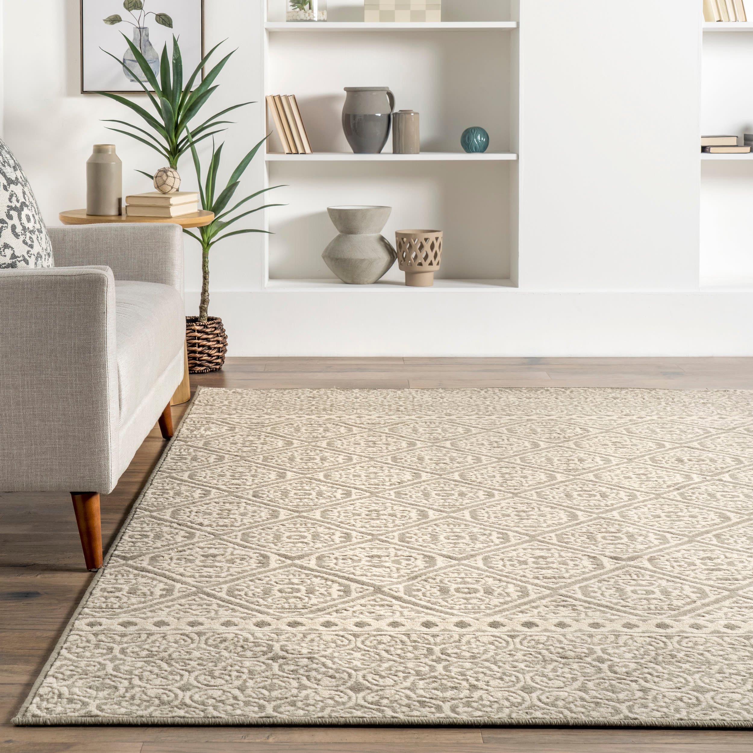 Gray Geometric Synthetic 8' x 10' Area Rug
