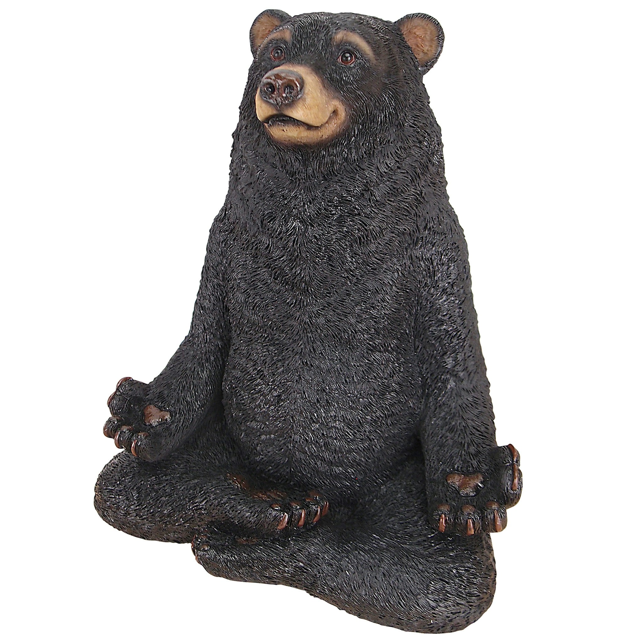 Zen Bear Meditation Garden Statue in Hand-Painted Resin