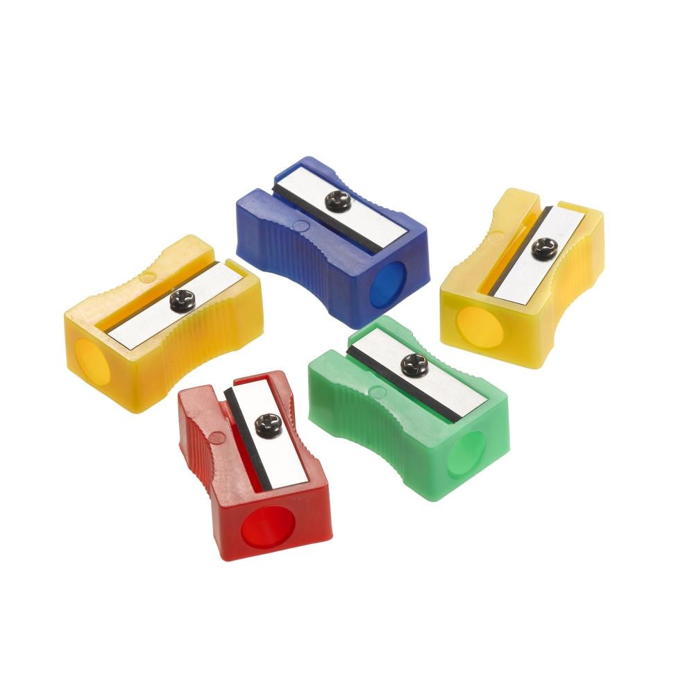 4 Colors 24Pcs Manual Pencil Sharpener Double Hole Oval Shaped Pencil Sharpener Plastic Portable Pencil Sharpener Set With Cover And Receptacle for Travel School Office