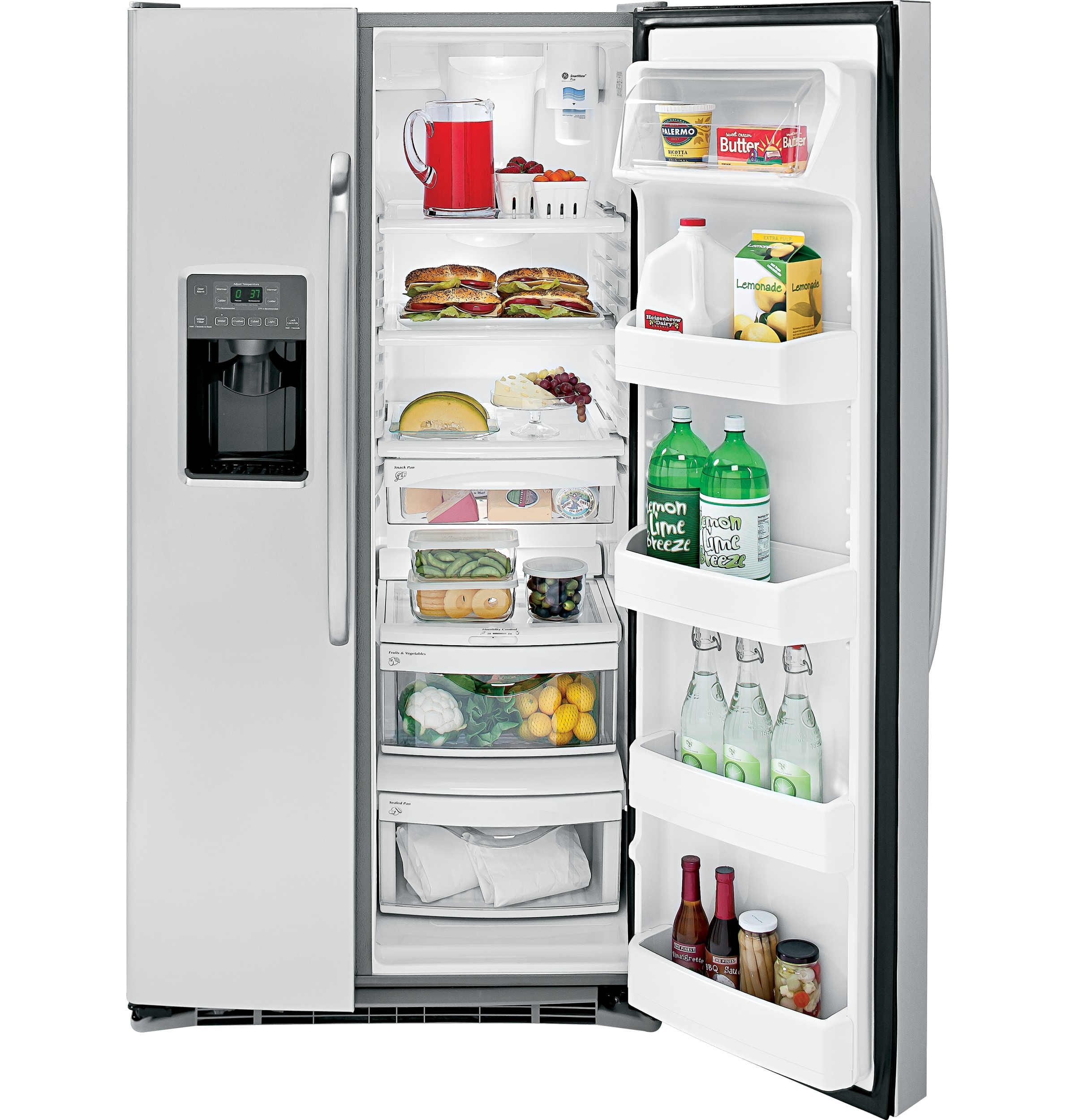 GE 25.9-cu ft Side-by-Side Refrigerator with Ice Maker (Stainless Steel ...