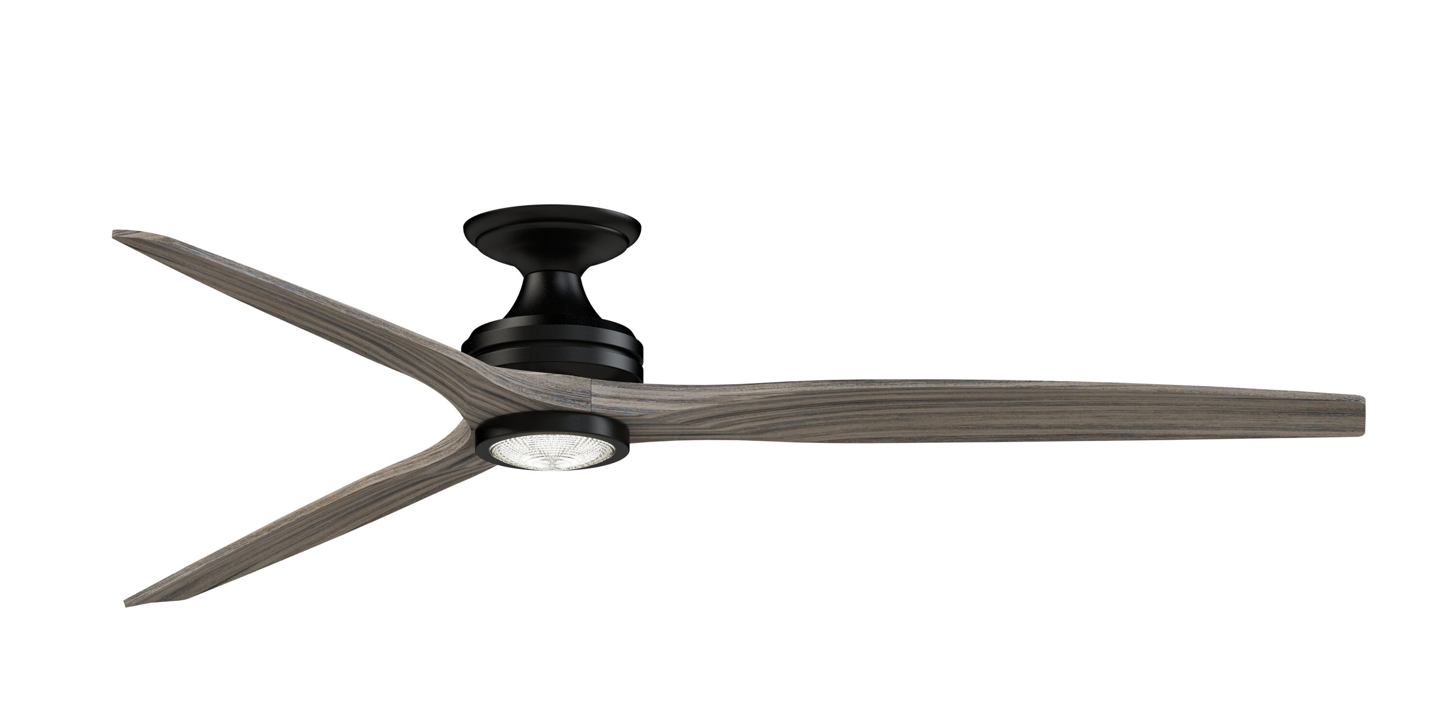 Fanimation FPD6721BBL-72WE-LK-F Spitfire 72-in Color-Changing Integrated LED Outdoor Flush Mount Smart Black with Weathered Wood Blades Propeller Ceiling Fan With Light - Remote Included ( 3 -Blade )