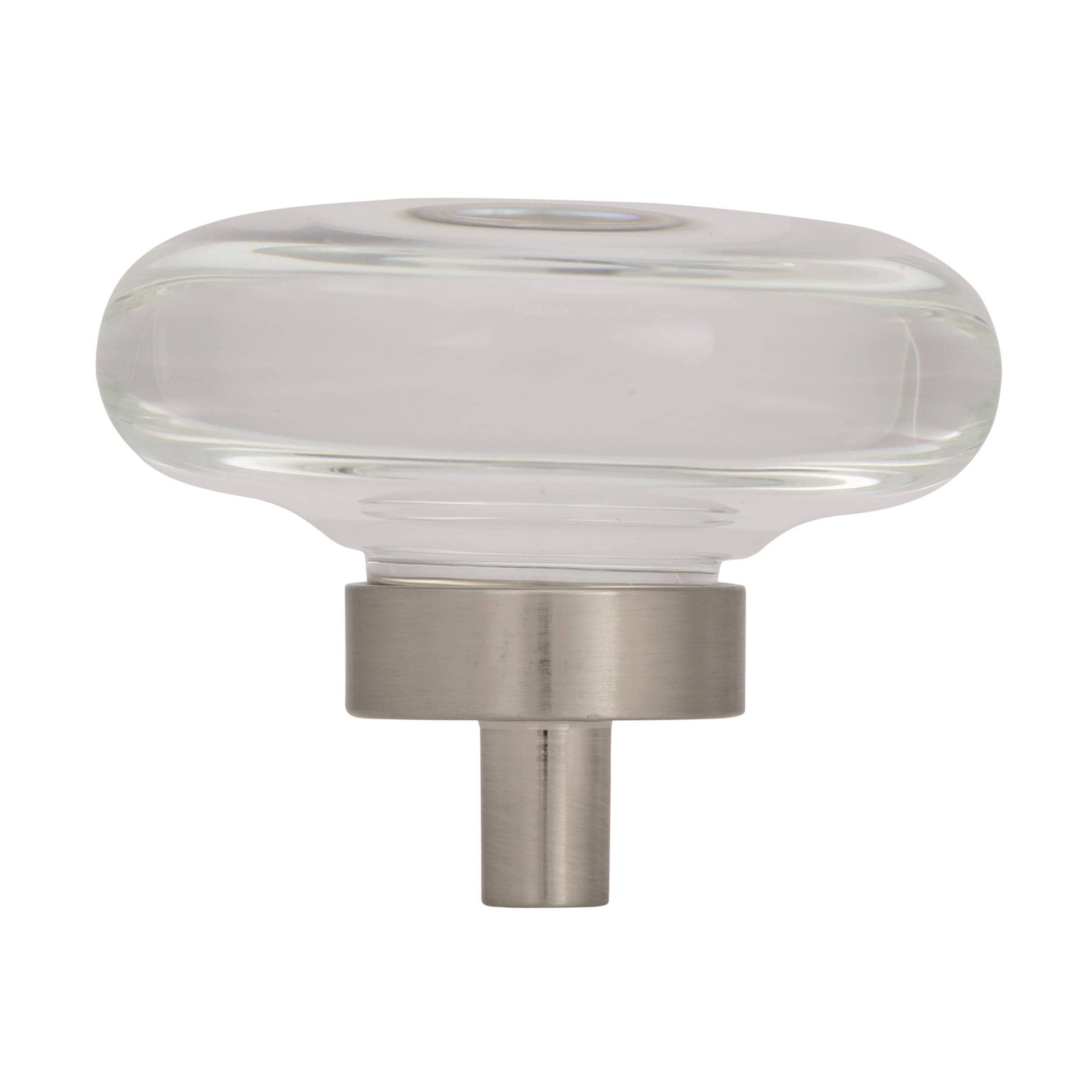Clear and Brushed Nickel Round Cabinet Knob with Mounting Hardware