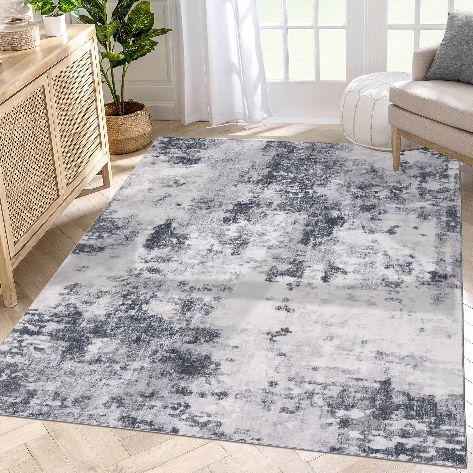 Garvee YXY-LO-PHO-16AL4YUY 9 x 12 (ft) Loomed Polyester Gray Rectangular Indoor Abstract Mid-Century Modern Machine washable Area rug