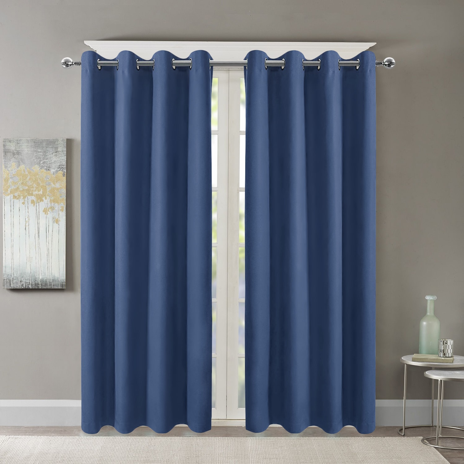 Shatex ICBO7095NB1P 95-Inches Navy blue Blackout Grommet Single curtain panel