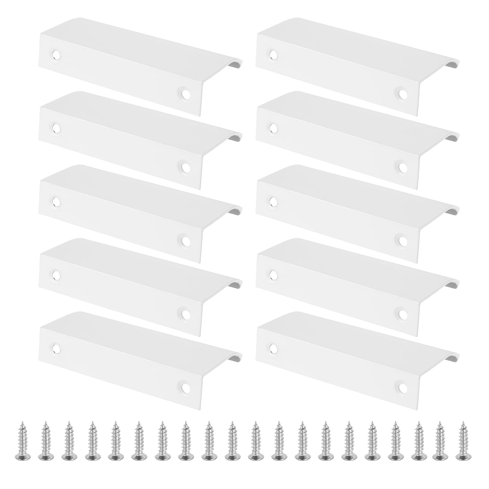 PATIKIL Mount Finger Edge Pull 10pcs 80mm/3.15inch Aluminum Alloy Concealed Handle Cabinet Edge Pulls with Screws for Home Kitchen Furniture Door Drawer White #S25092300UX2881