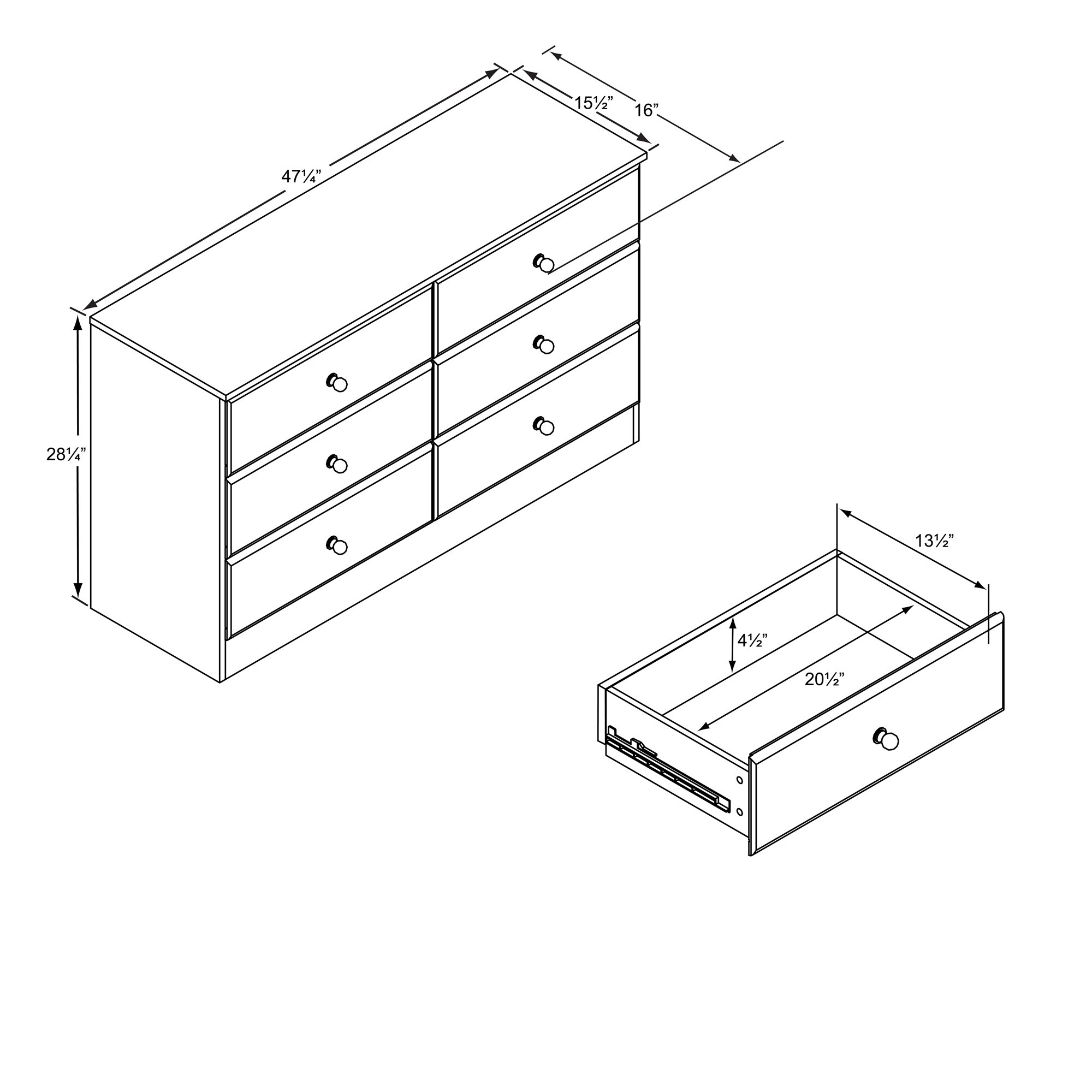 Prepac Astrid White 6-Drawer Dresser/Tv Stand In The Dressers ...