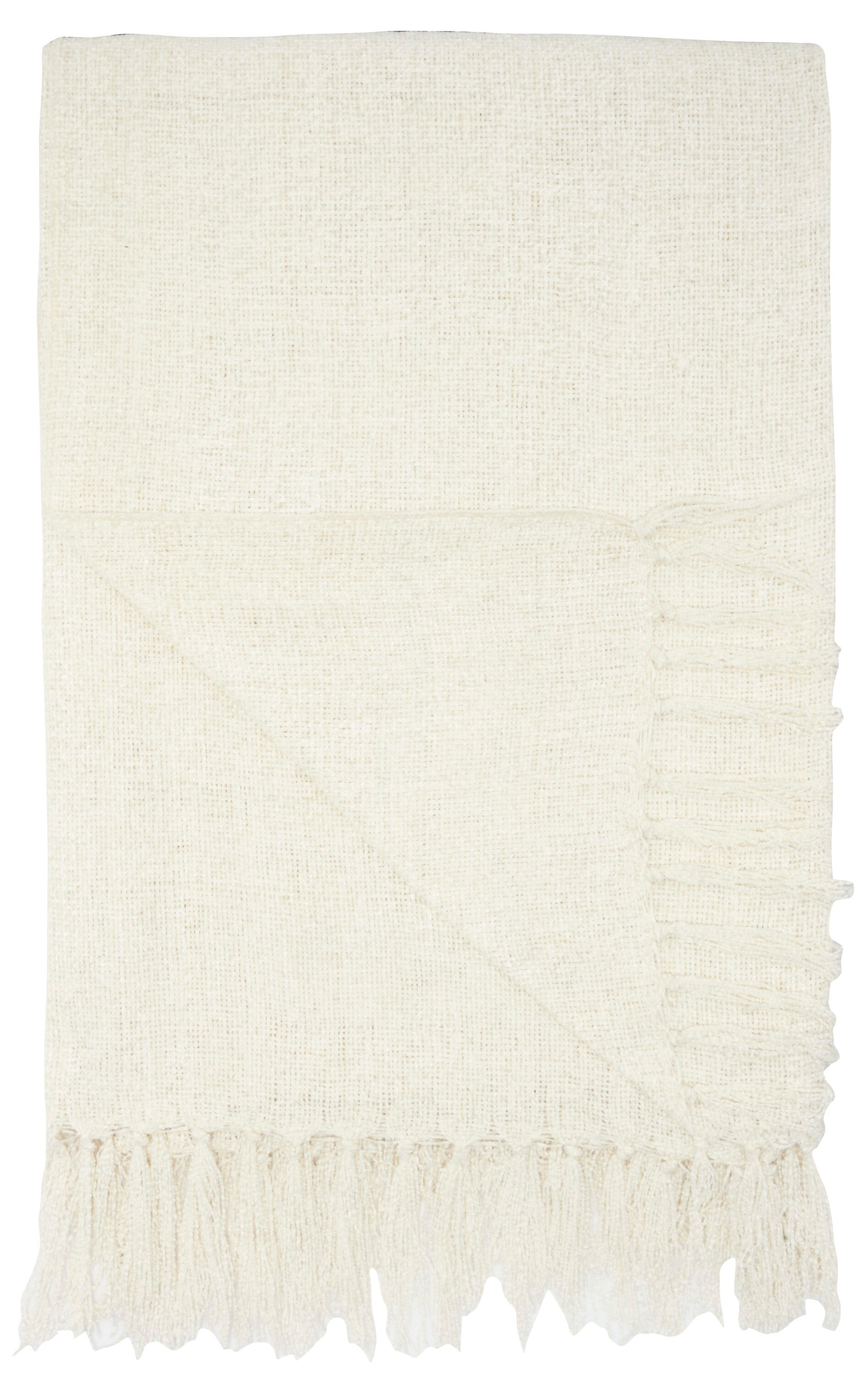 Mina Victory Outdoor Ivory 50-in x 60-in Throw in the Blankets & Throws ...