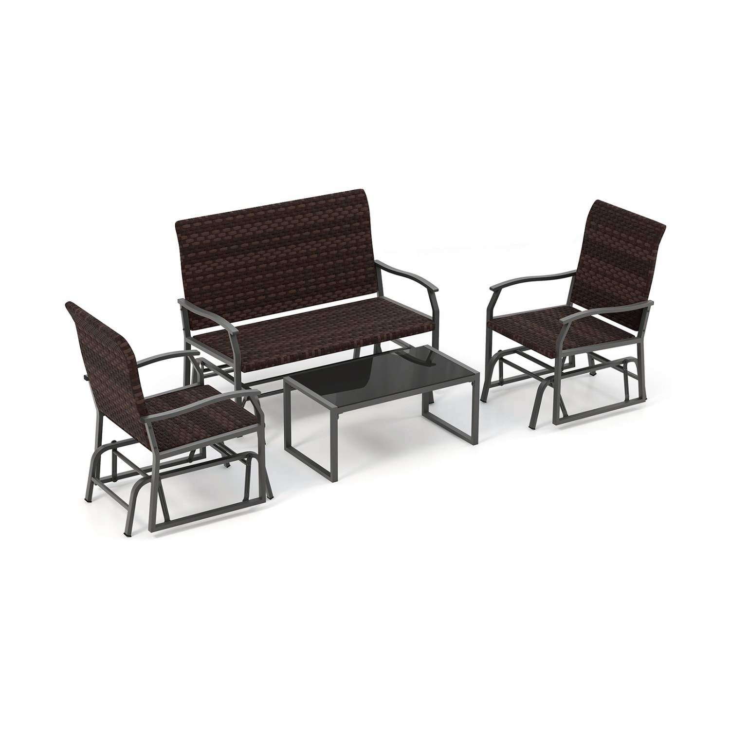Ayelon 490BNLW4KNP11 4 -Piece Wicker Patio Conversation Set