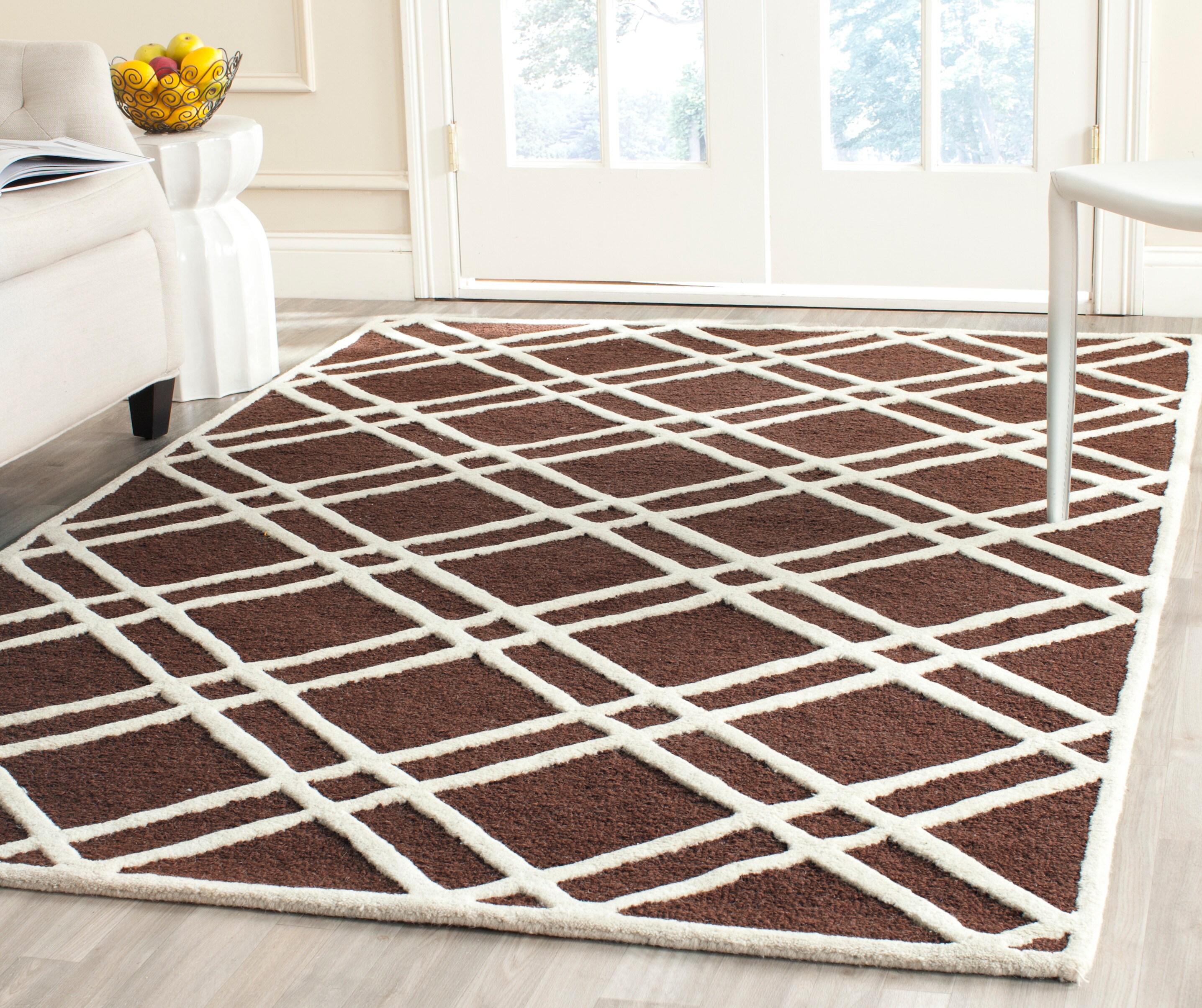  Cambridge 142 Dark Brown/Ivory Contemporary 5ft x 8ft Medium Rectangle Rug