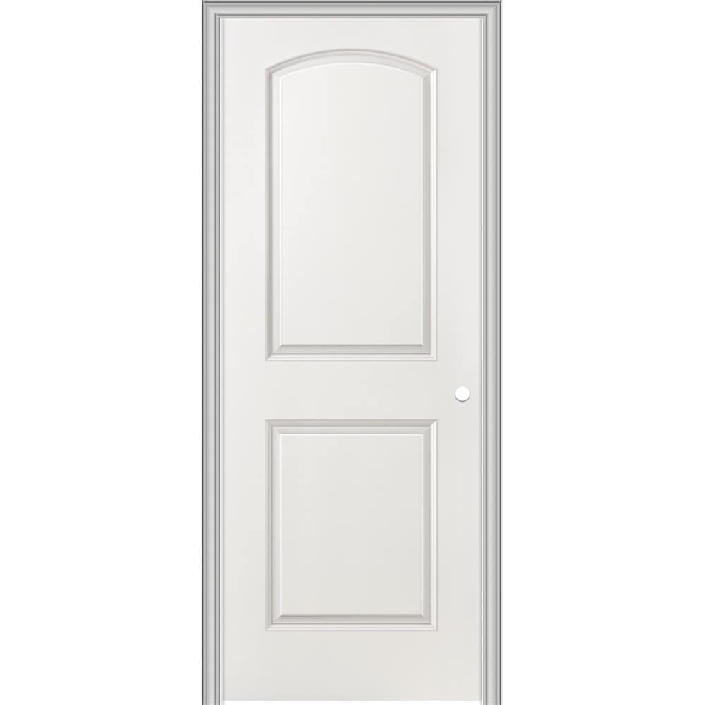 RELIABILT 53993 24-in x 80-in Hollow core 2-panel round top Right hand Smooth Primed Molded composite Split Jamb Single Prehung Interior Door 445 Casing