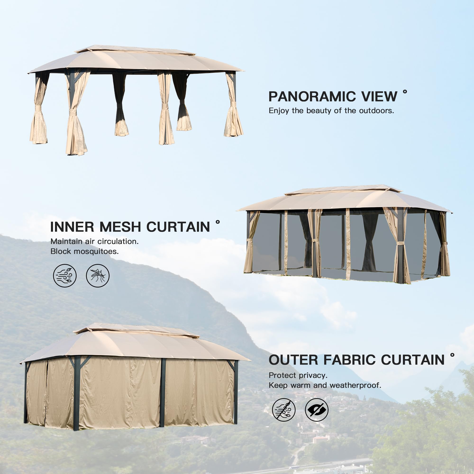 JIMSMAISON BOCPCG39BRO Wood-Resin-Gazebos - View #3